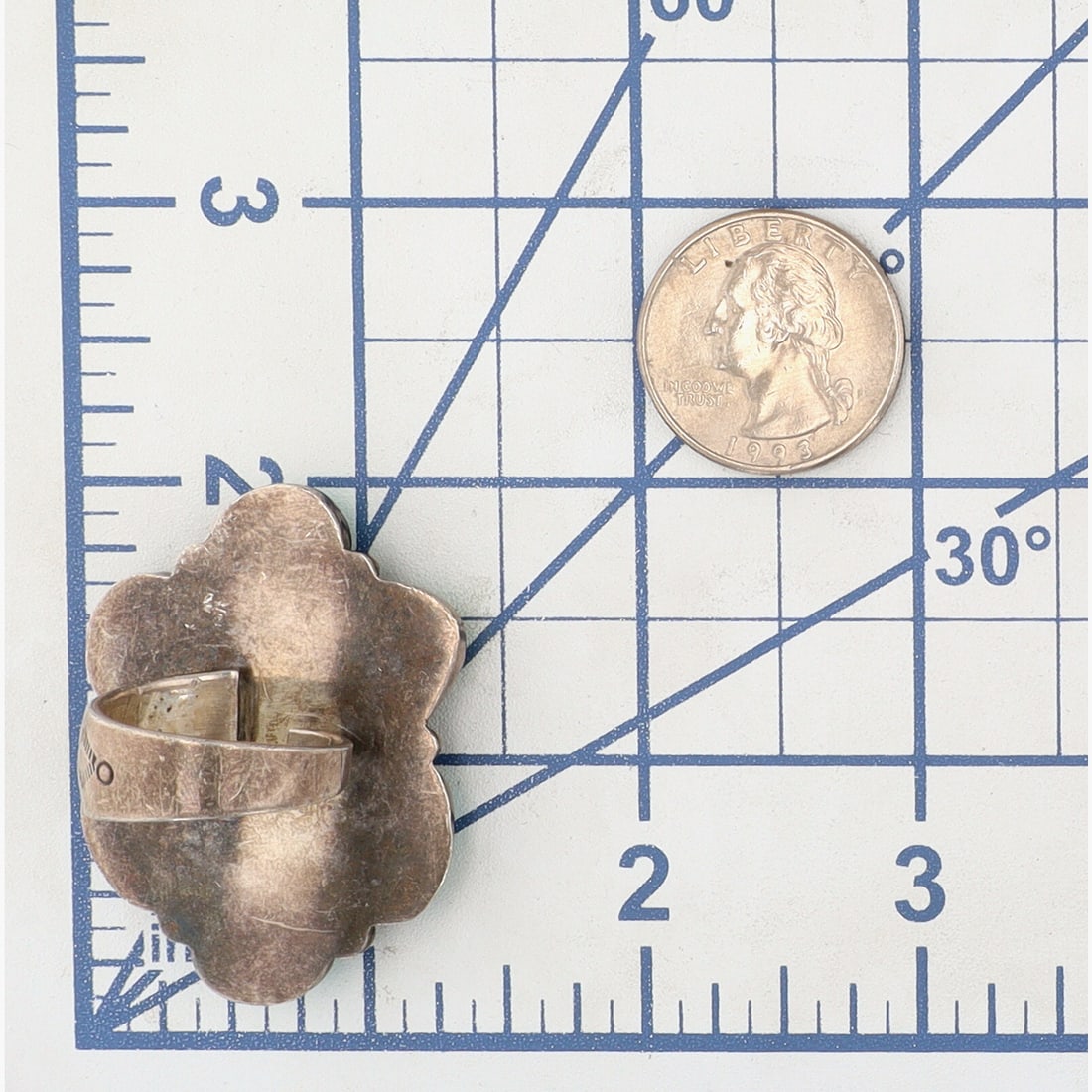 Lee Bennett Navajo Turquoise Cluster Adjustable Ring - 7