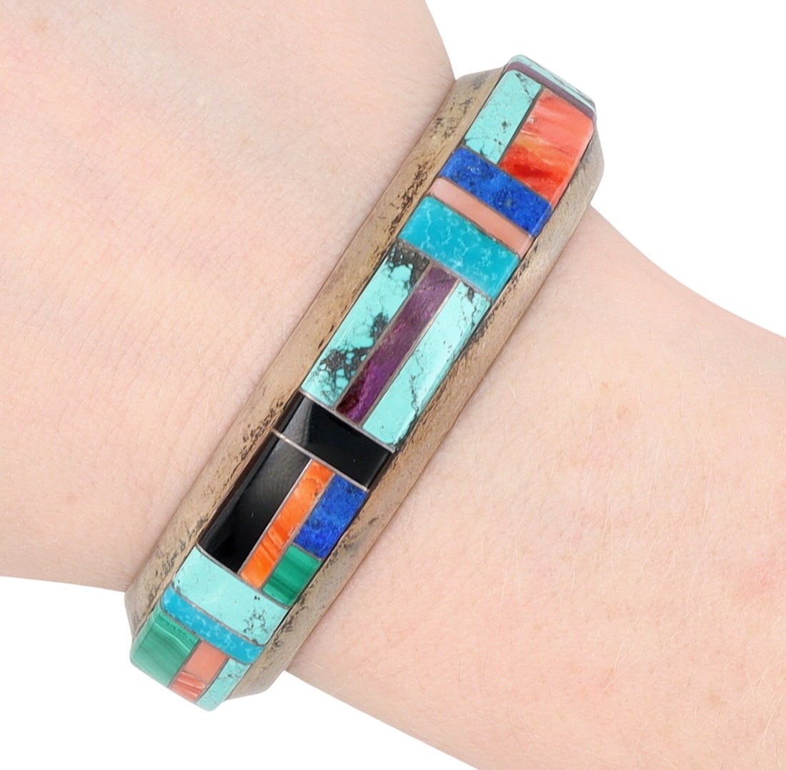 Ed Chiscillie Navajo Multistone Inlay Cuff Bracelet (1 of 9)