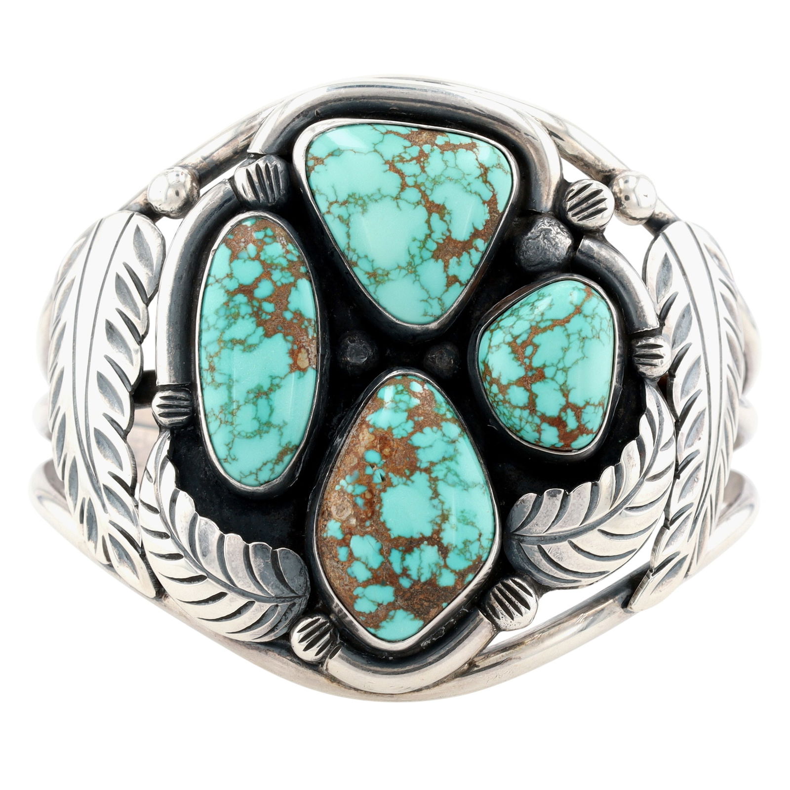 Thompson Platero Navajo #8 Turquoise Cuff Bracelet: Thompson Platero Navajo Sterling #8 Turquoise Cuff Bracelet - 49.3g - amazing turquoise!