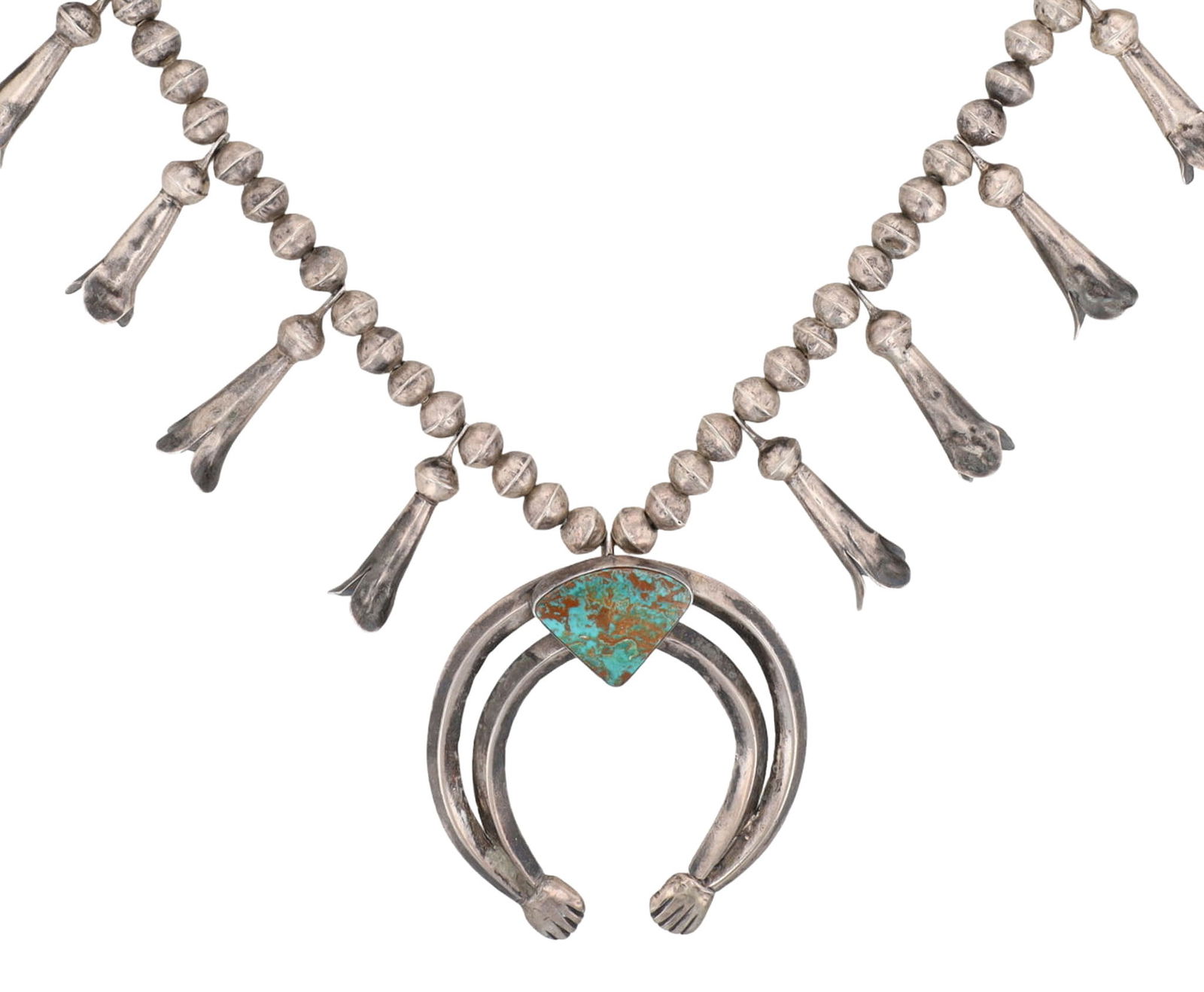 Vintage Navajo Turquoise Squash Blossom Necklace (1 of 4)