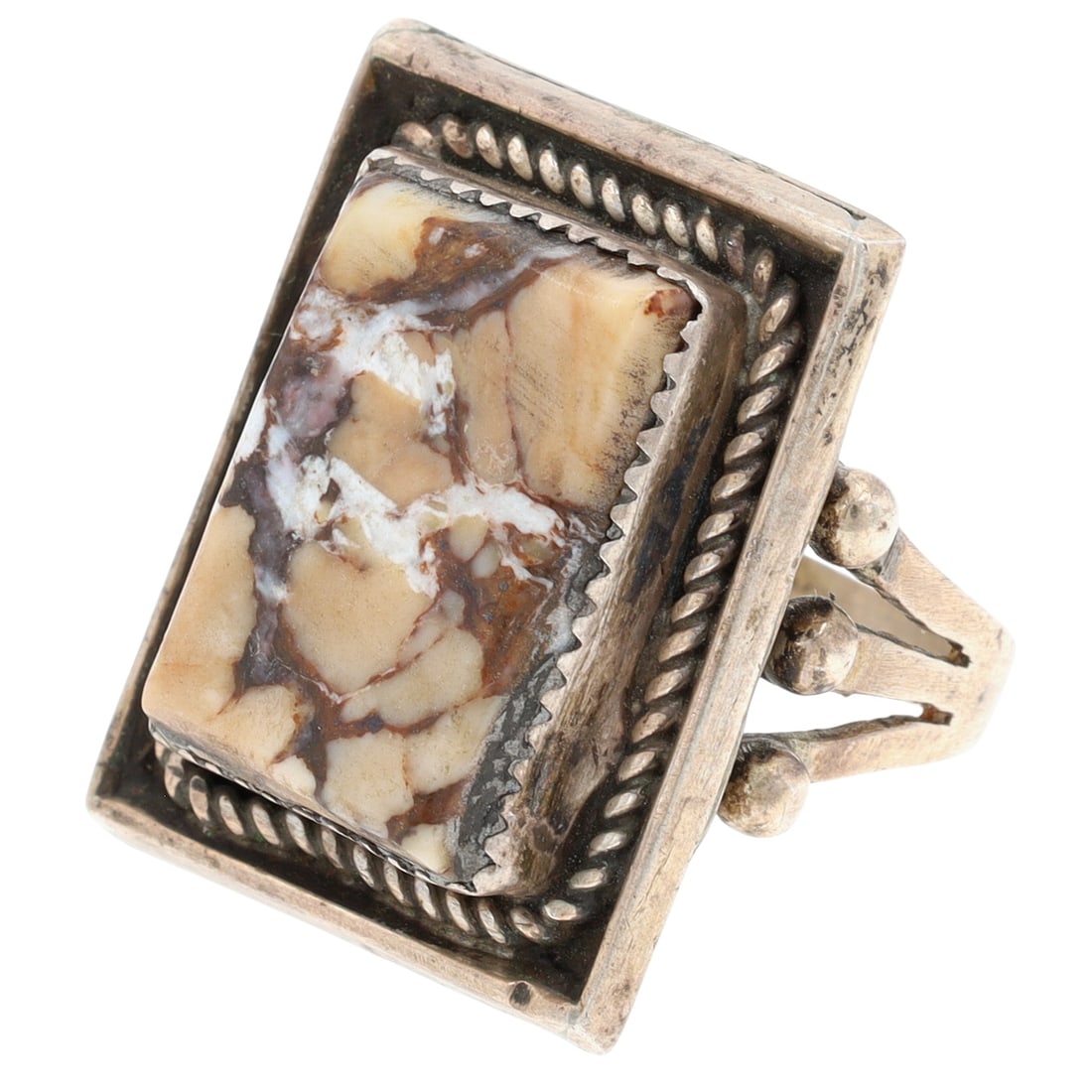 Signed Navajo Jasper Split Shank Ring Sz 10 - 2