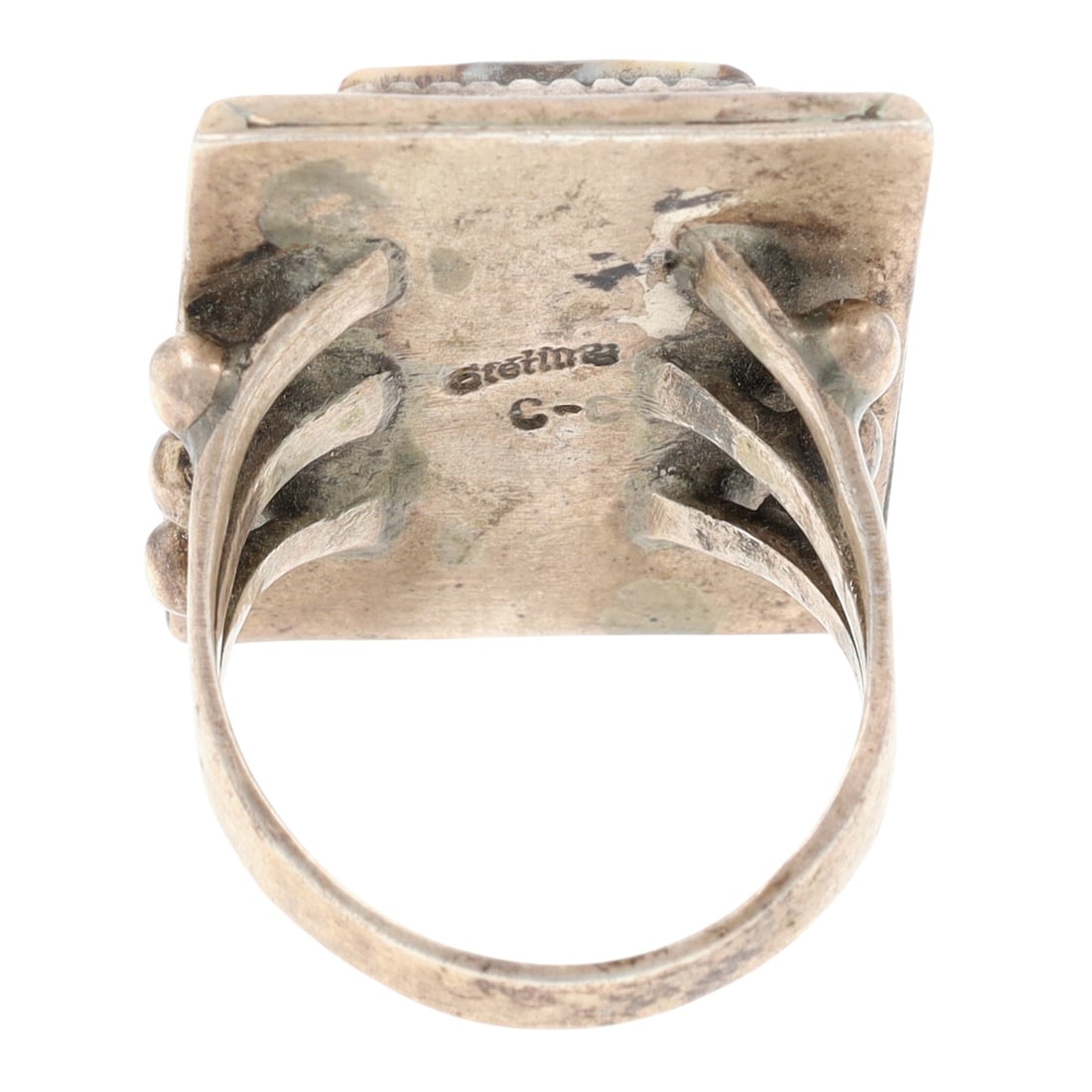 Signed Navajo Jasper Split Shank Ring Sz 10 - 4