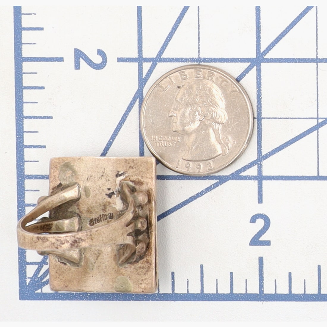 Signed Navajo Jasper Split Shank Ring Sz 10 - 7