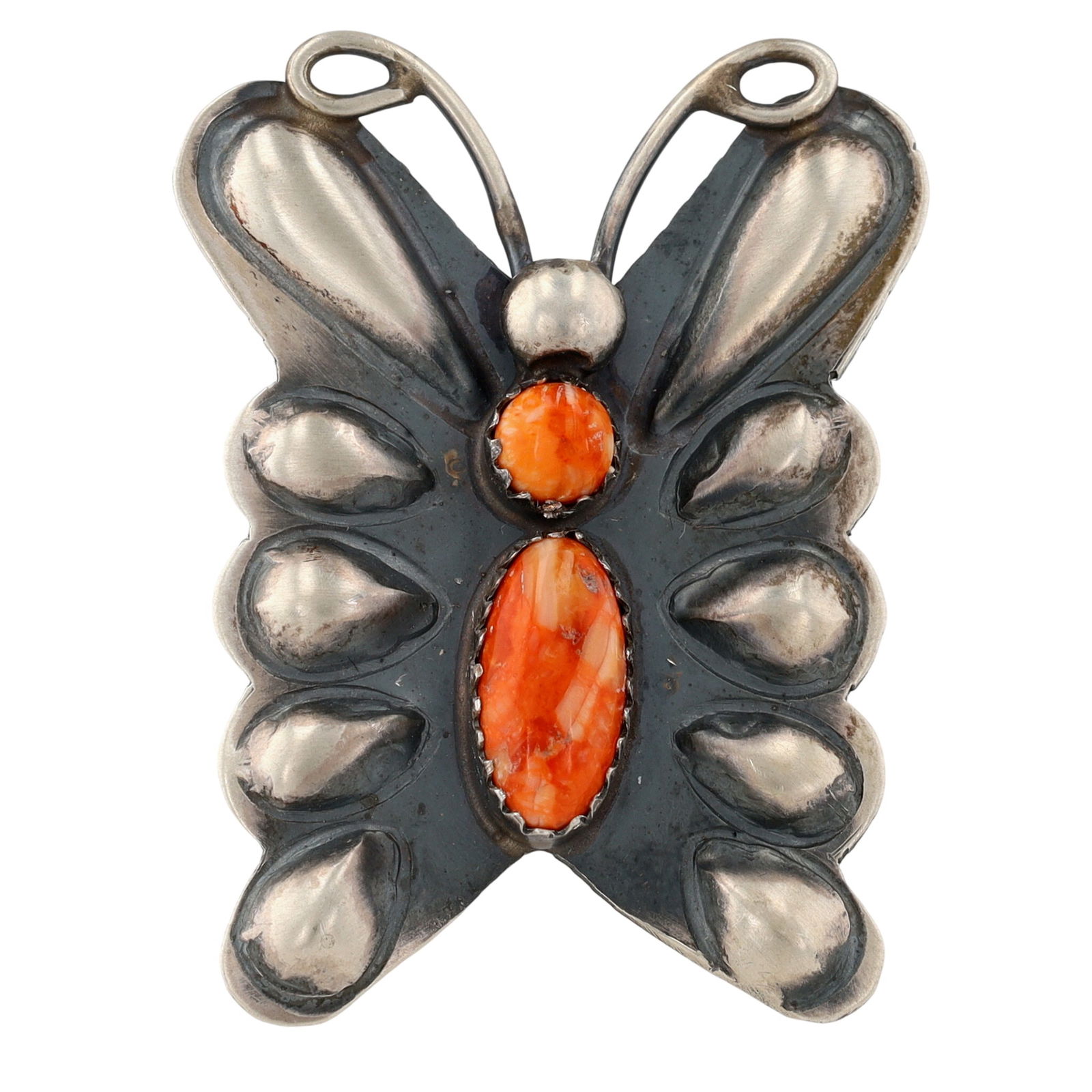 Tim Yazzie Navajo Spiny Oyster Butterfly Ring Sz 7: Tim Yazzie Navajo Sterling Spiny Oyster Butterfly Ring Sz 7 - 10.5g
