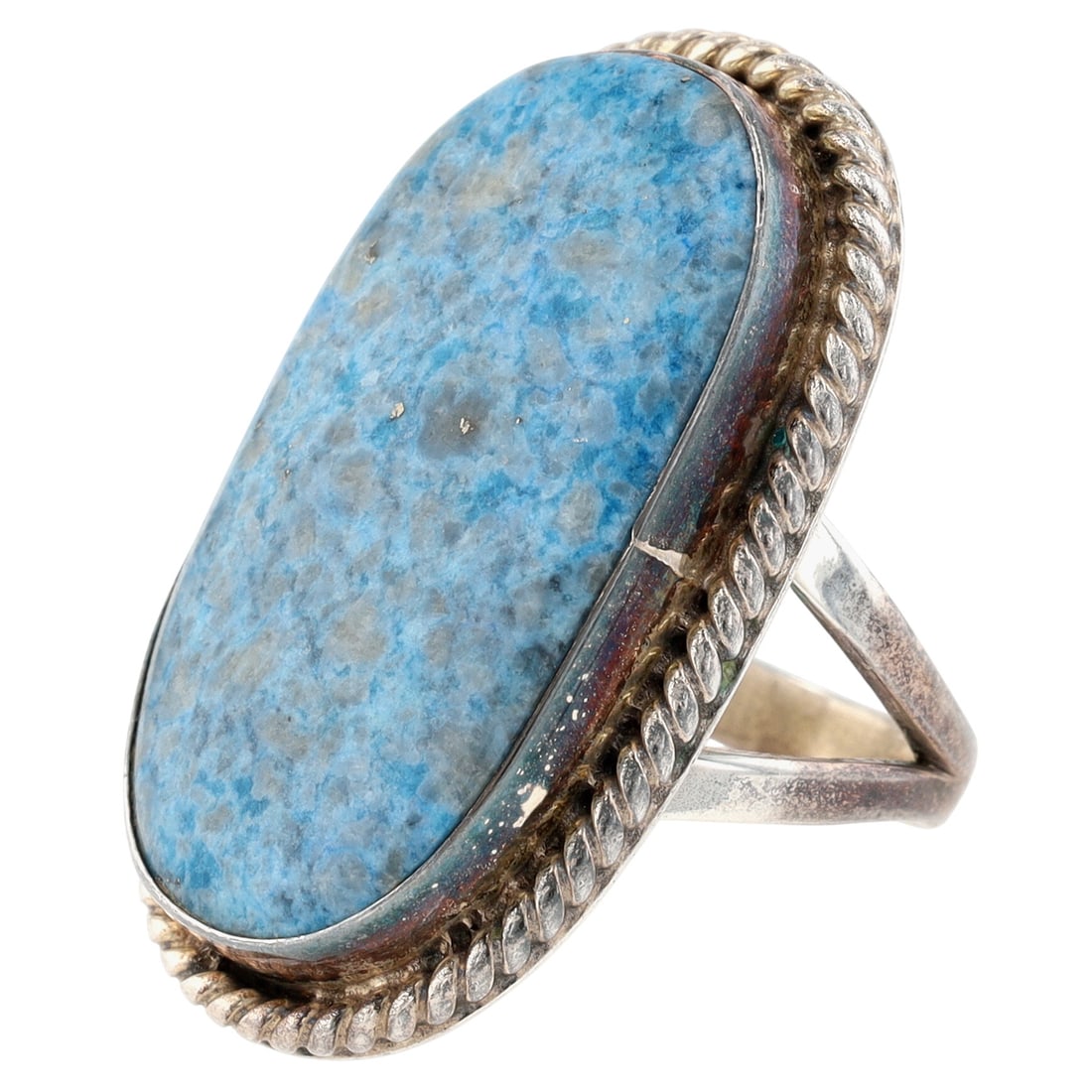 Sam Piaso Navajo Denim Lapis Lazuli Large Ring Sz 7.5: Sam Piaso Navajo Sterling Denim Lapis Lazuli Large Ring Sz 7.5 - 14.7g - face measures approx. 1.46" x .88"