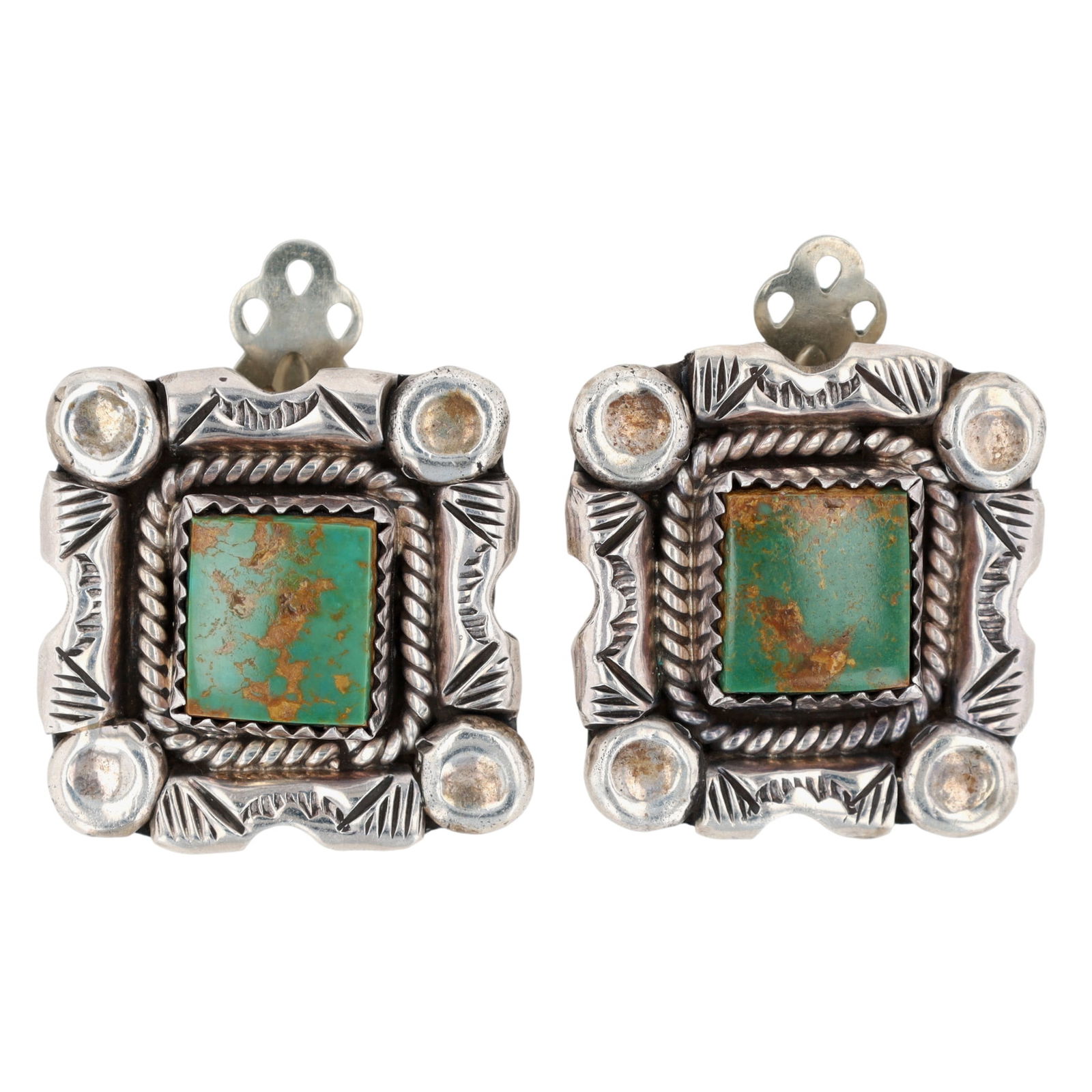 Vincent & Nita Edsitty Navajo Royston Turquoise Earrings (1 of 3)