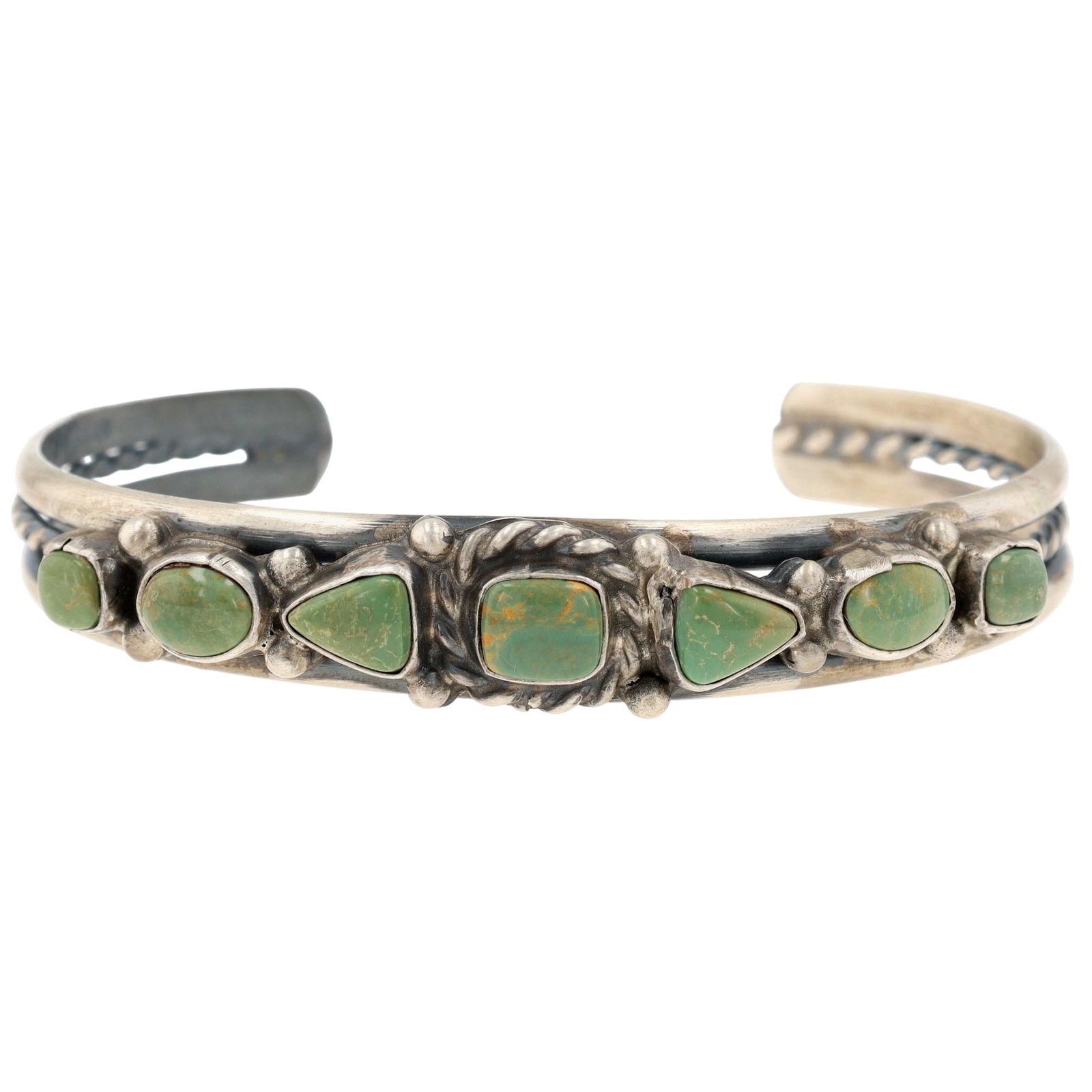 Betta Lee Navajo Green Turquoise Cuff Bracelet: Betta Lee Navajo Sterling Green Turquoise Cuff Bracelet - 24.4g