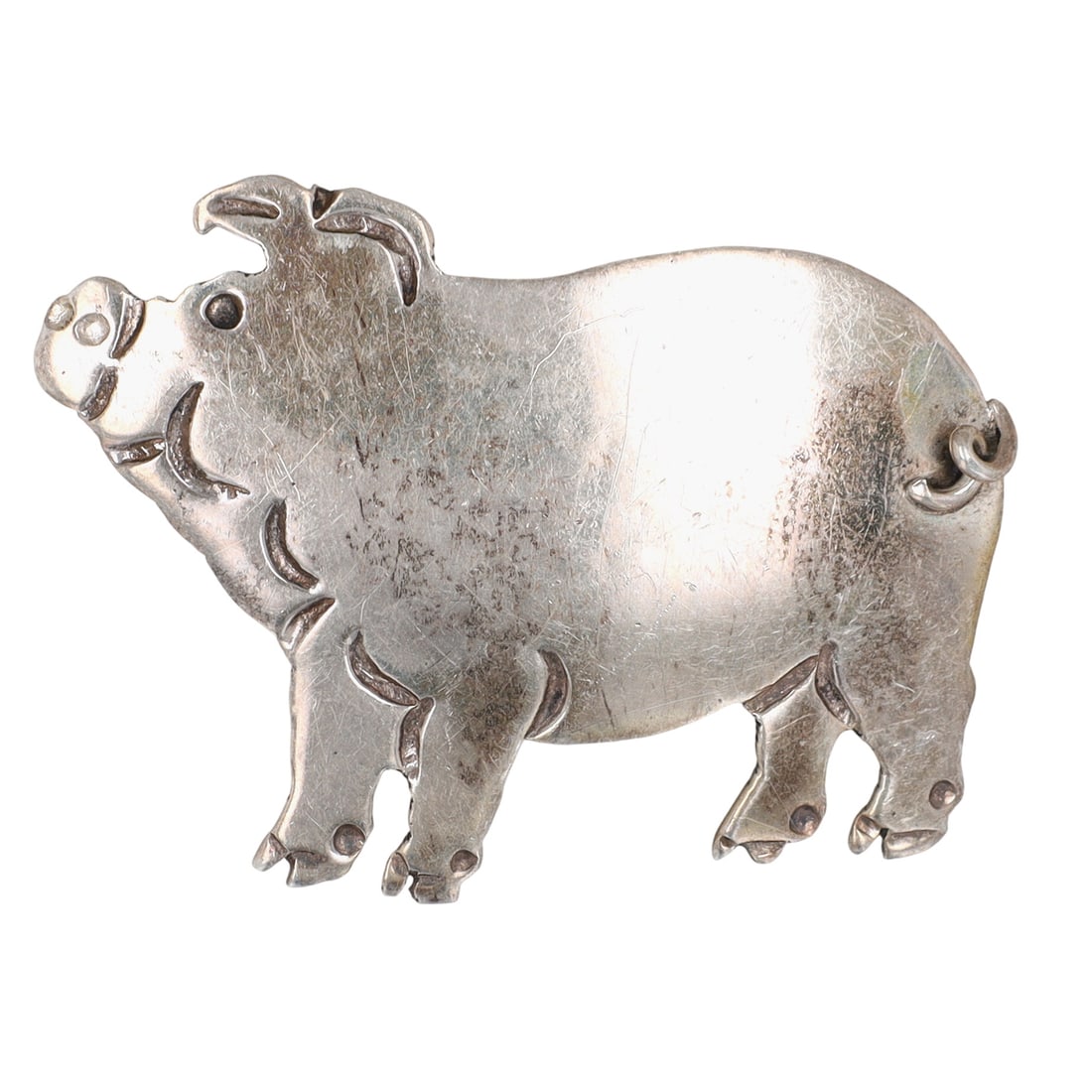 Signed Navajo Stamped Pig Brooch: Signed DP Navajo Sterling Stamped Pig Brooch - 4.1g - approx. 1.4" x 1"