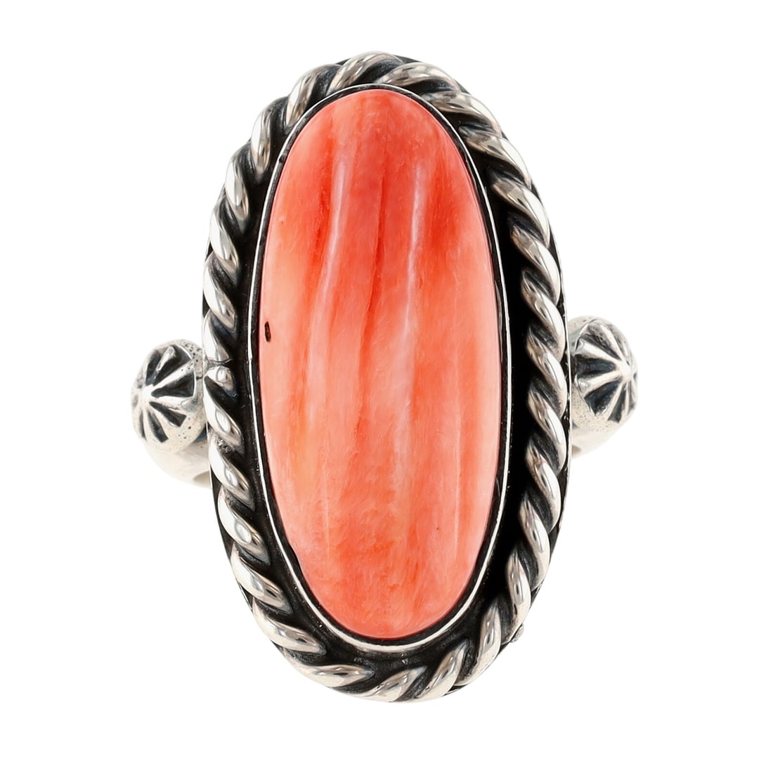 Harold Joe Navajo Spiny Oyster Ring Sz 6: Harold Joe Navajo Sterling Spiny Oyster Ring Sz 6 - 14.3g