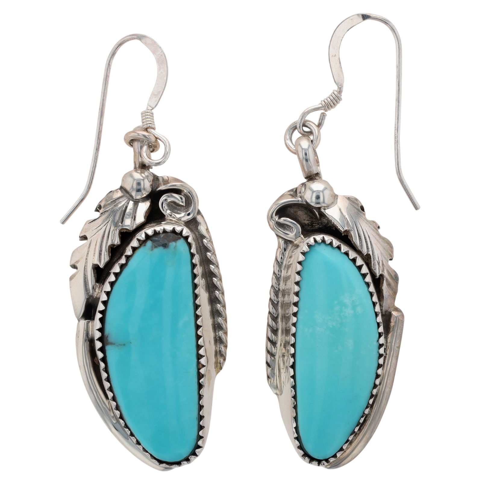 Silver Ray Navajo Turquoise Dangle Earrings (1 of 4)