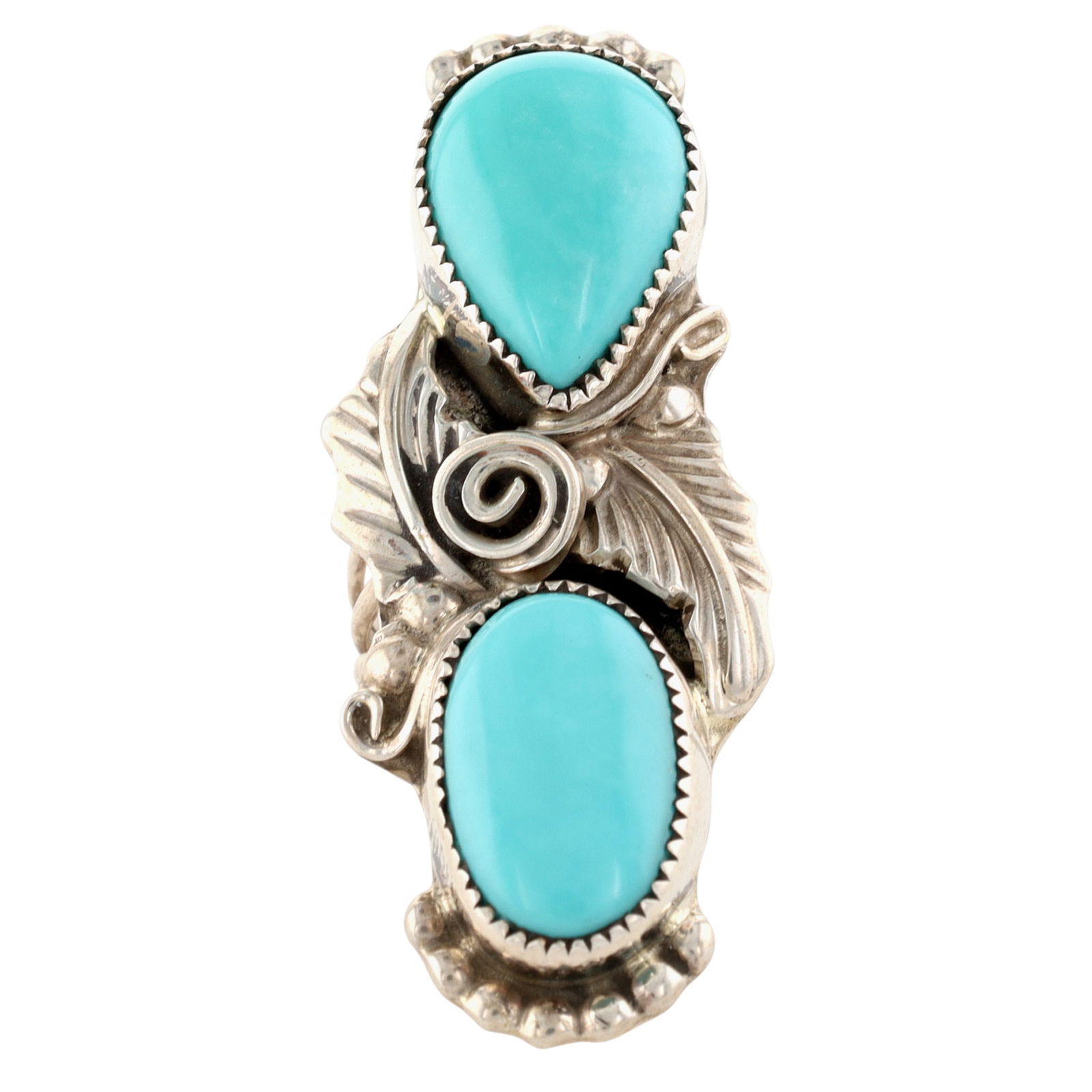 Silver Ray Navajo Double Turquoise Ring Sz 5 (1 of 7)