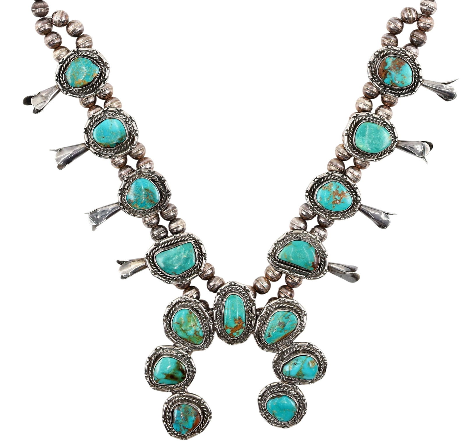 Vintage Navajo Turquoise Squash Blossom Necklace (1 of 7)