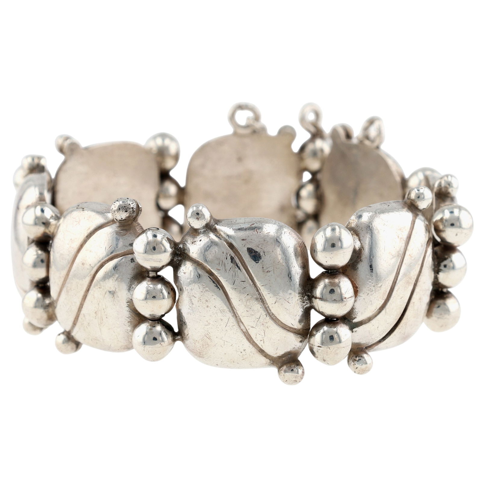 William Spratling First Design Period Sterling Silver Pillow Bracelet: William Spratling First Design Period (1940-1946) Sterling Silver Pillow Bracelet - 78.6g