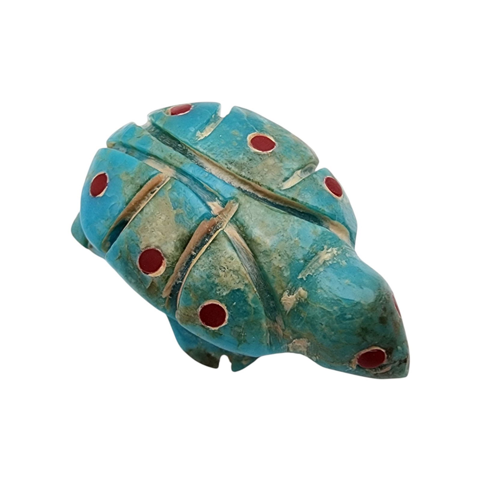 Leroy Ukestine Zuni Turquoise and Inlaid Coral Turtle Fetish (1 of 9)