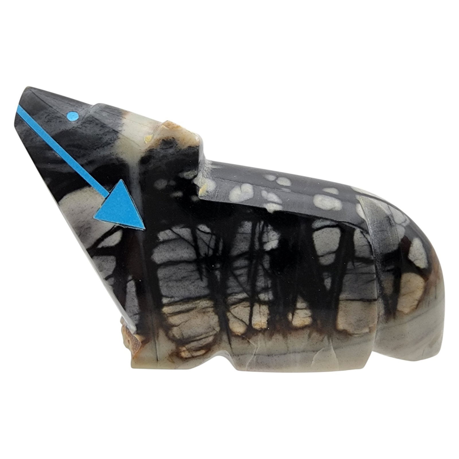 Clayton & Abby Panteah Zuni Picasso Marble and Inlaid Turquoise Heartline Bear Fetish (1 of 7)