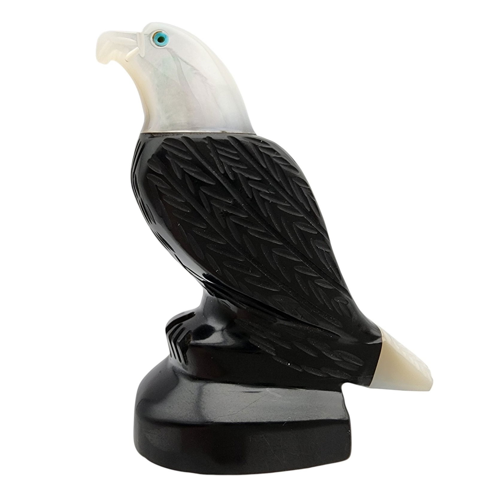 David Yazzie Navajo Jet and Mother of Pearl Eagle Fetish (1 of 10)