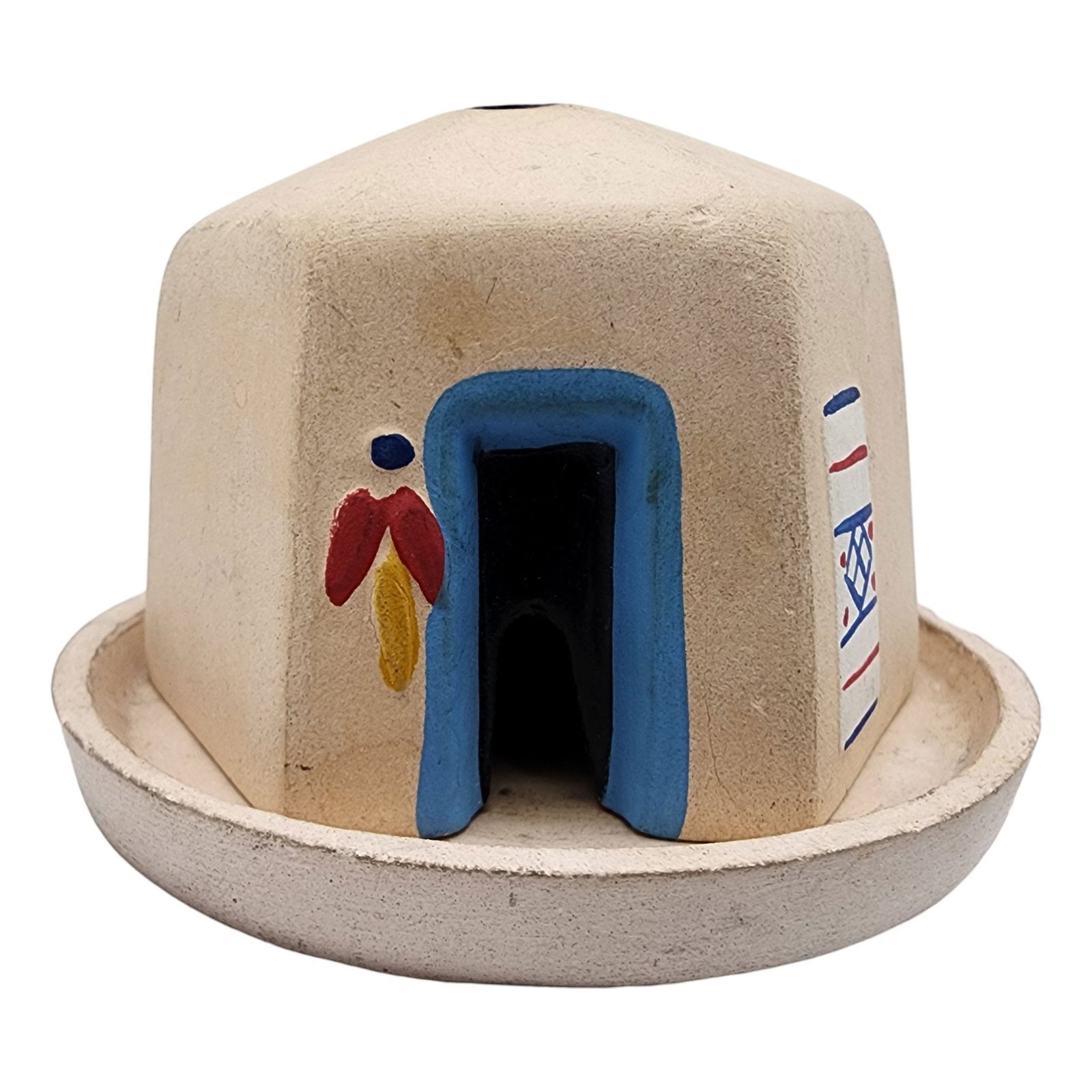 Vintage Southwestern Painted Adobe Pottery Incense Burner: Vintage Southwestern Painted Adobe Pottery Incense Burner / 88g / 2"h x 2.9"d base / Note 1: This is in pre-owned, used condition / This item is part of an estate collection of Native American
