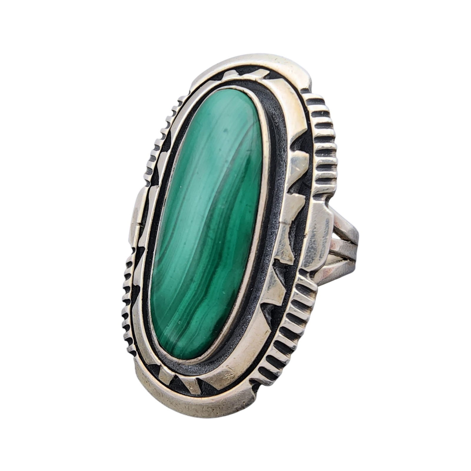 Will Denetdale Navajo Sterling Malachite Ring Sz 7 (1 of 8)