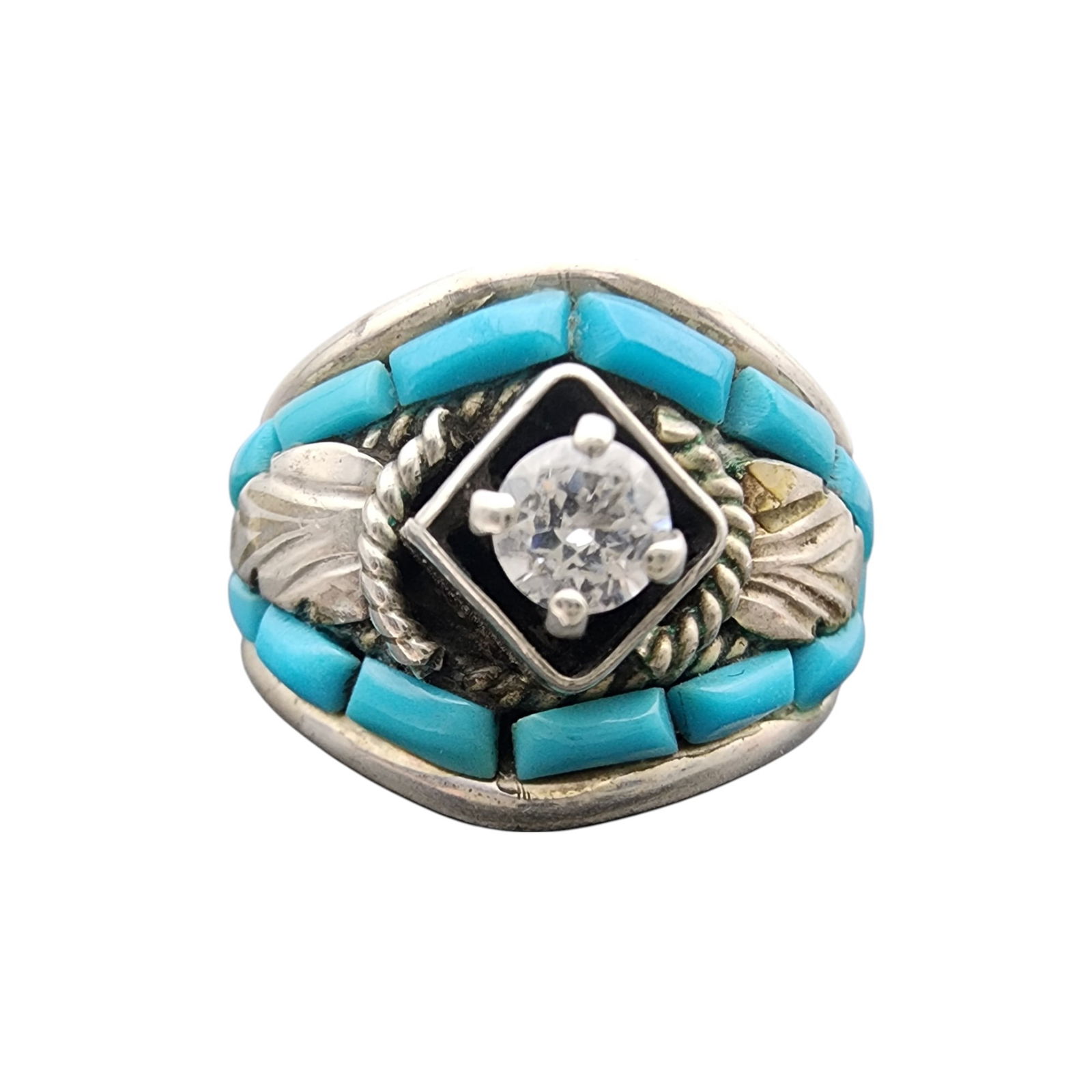 Silver Ray Navajo Sterling Turquoise Ring Sz 6.5 (1 of 8)