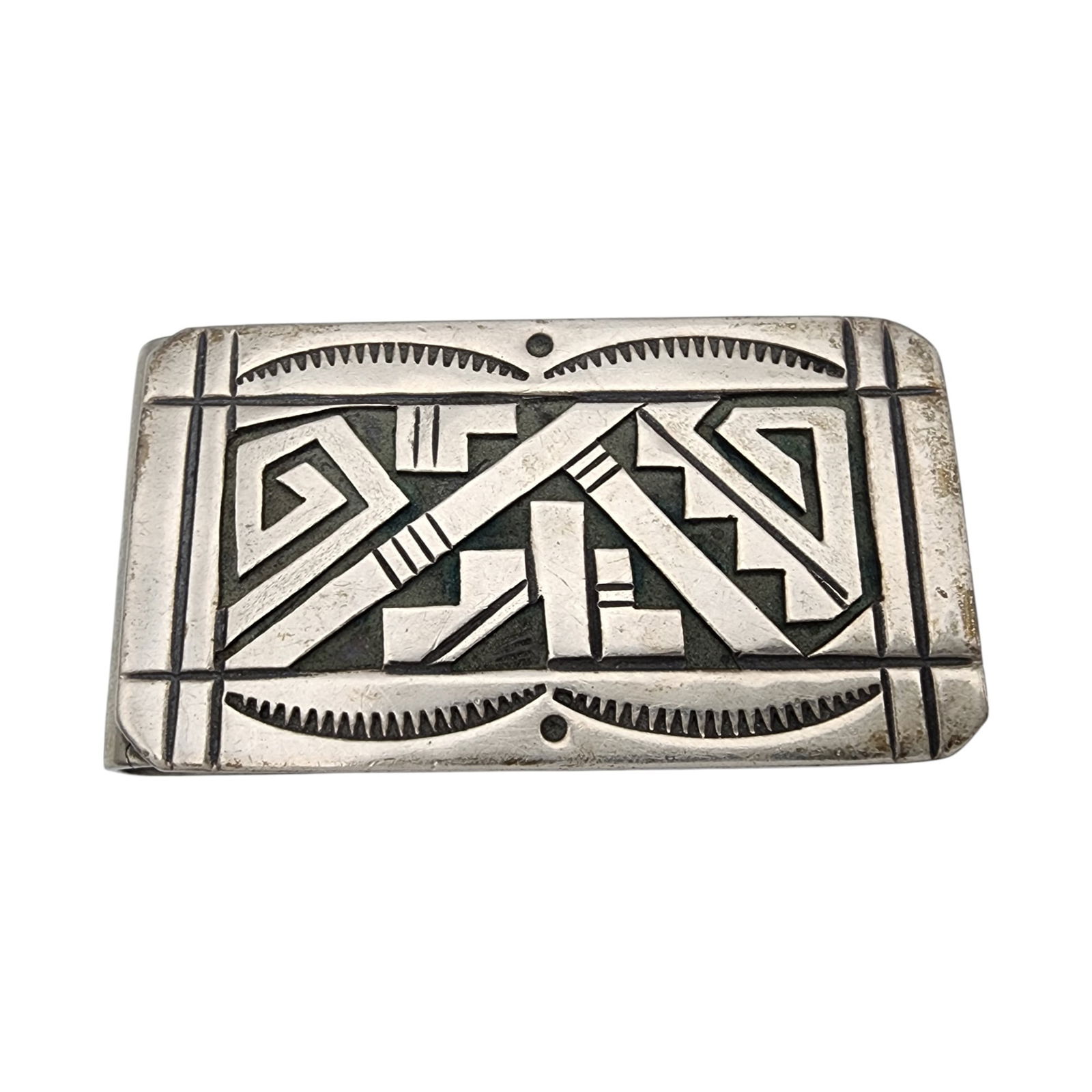 Peter Nelson Navajo Sterling Overlay Money Clip: Peter Nelson Navajo Sterling Overlay Money Clip | 25.3g
