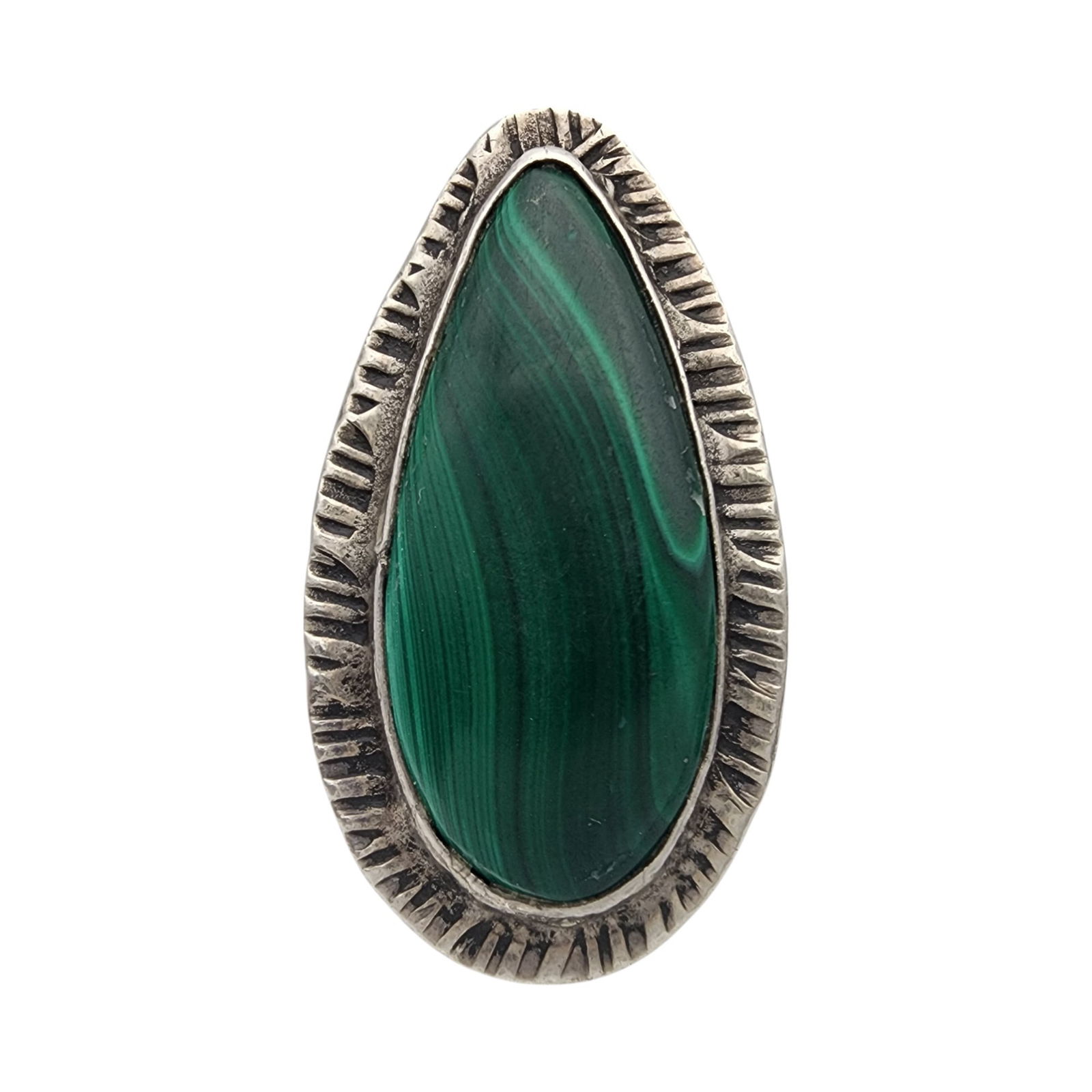 Vintage Navajo Sterling Malachite Ring Sz 4.5 (1 of 8)