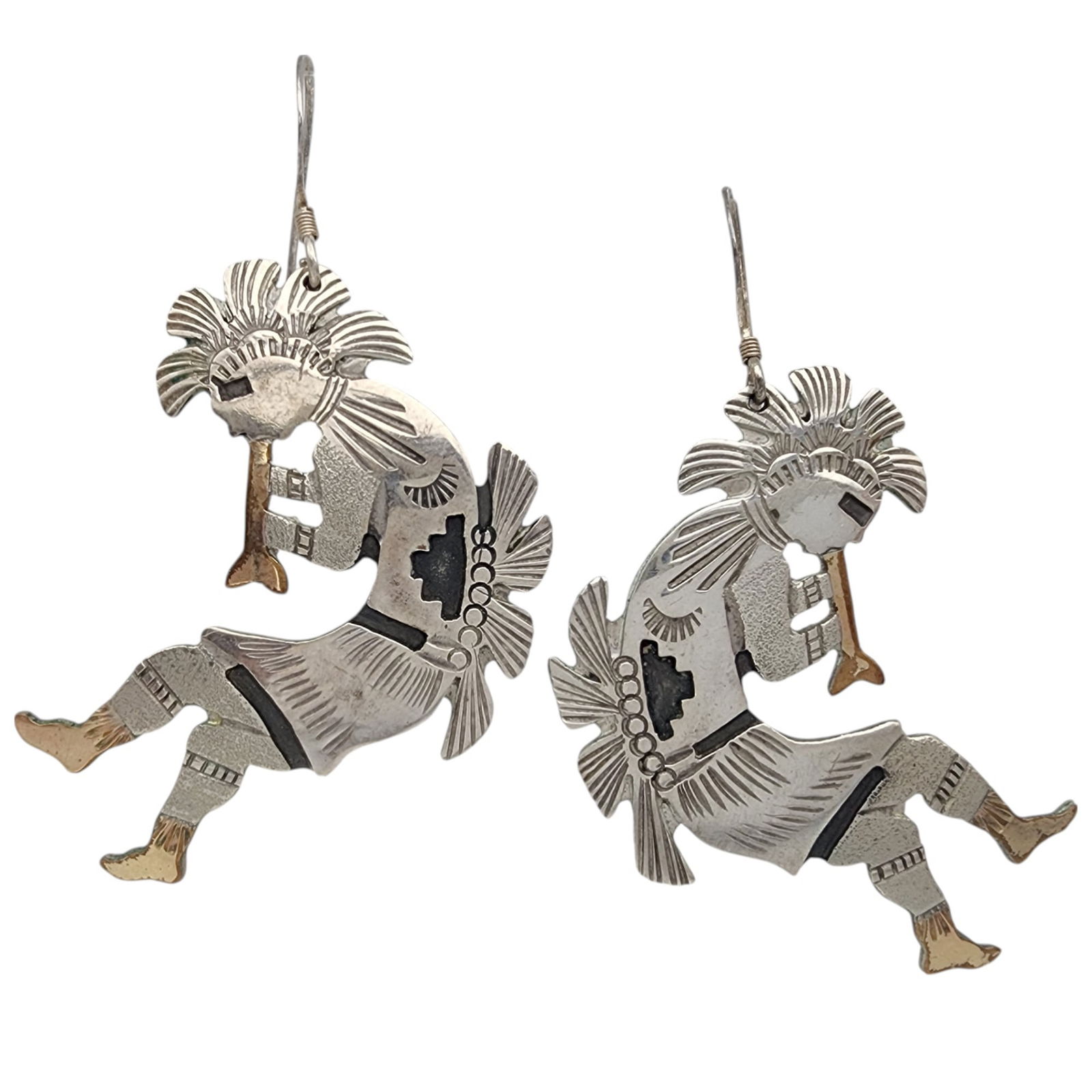 Mike Smith Navajo Sterling Flute Player Earrings (1 of 5)