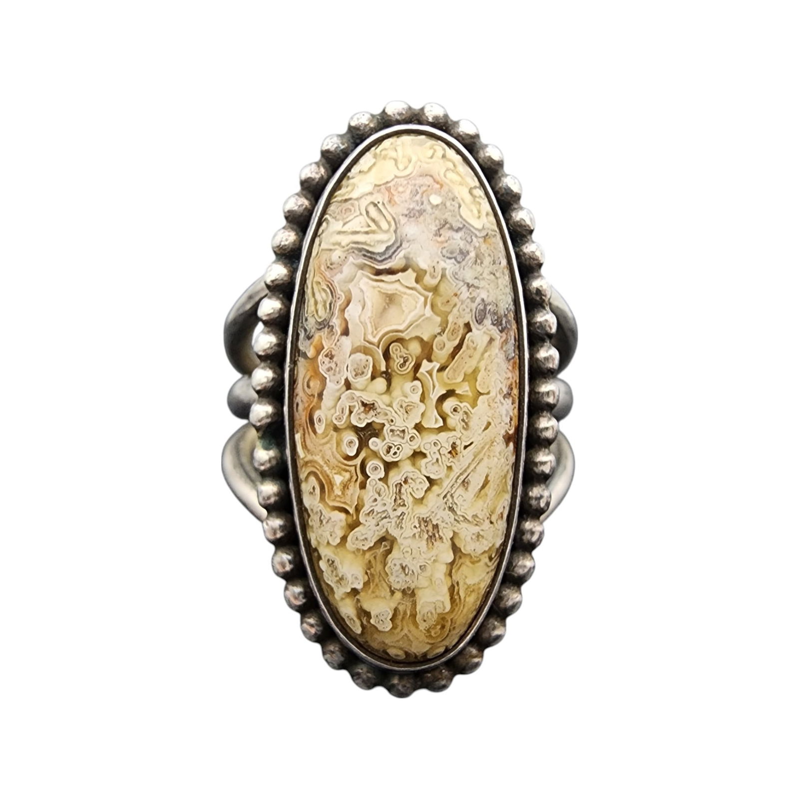 Signed Navajo Sterling Lace Agate Ring Sz 6.5: Gorgeous stone! Pictomark Signed Navajo Sterling Lace Agate Ring Sz 6.5 | 9.3g