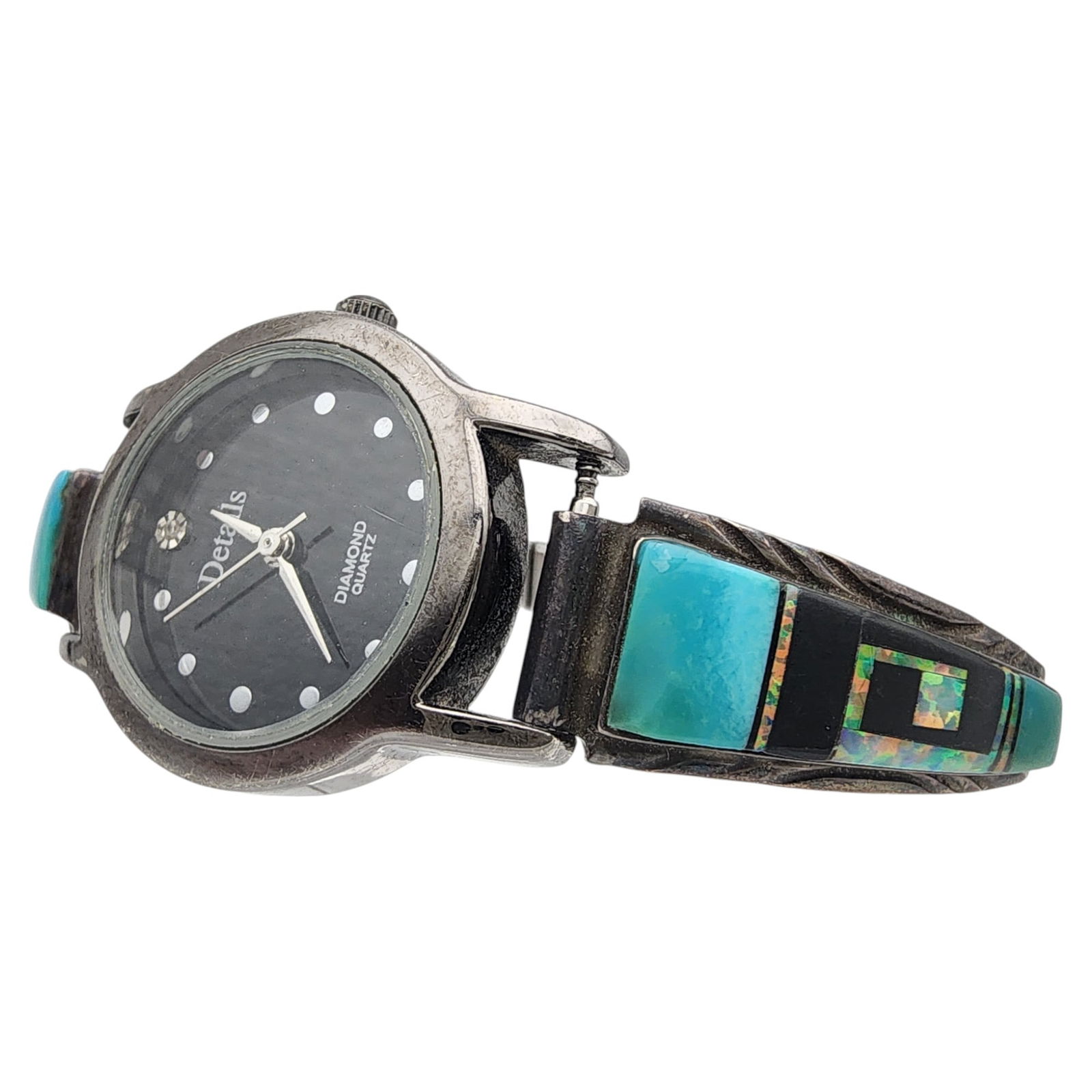 Francis Melvin Navajo Sterling Multistone Inlay Watch Tips (1 of 11)