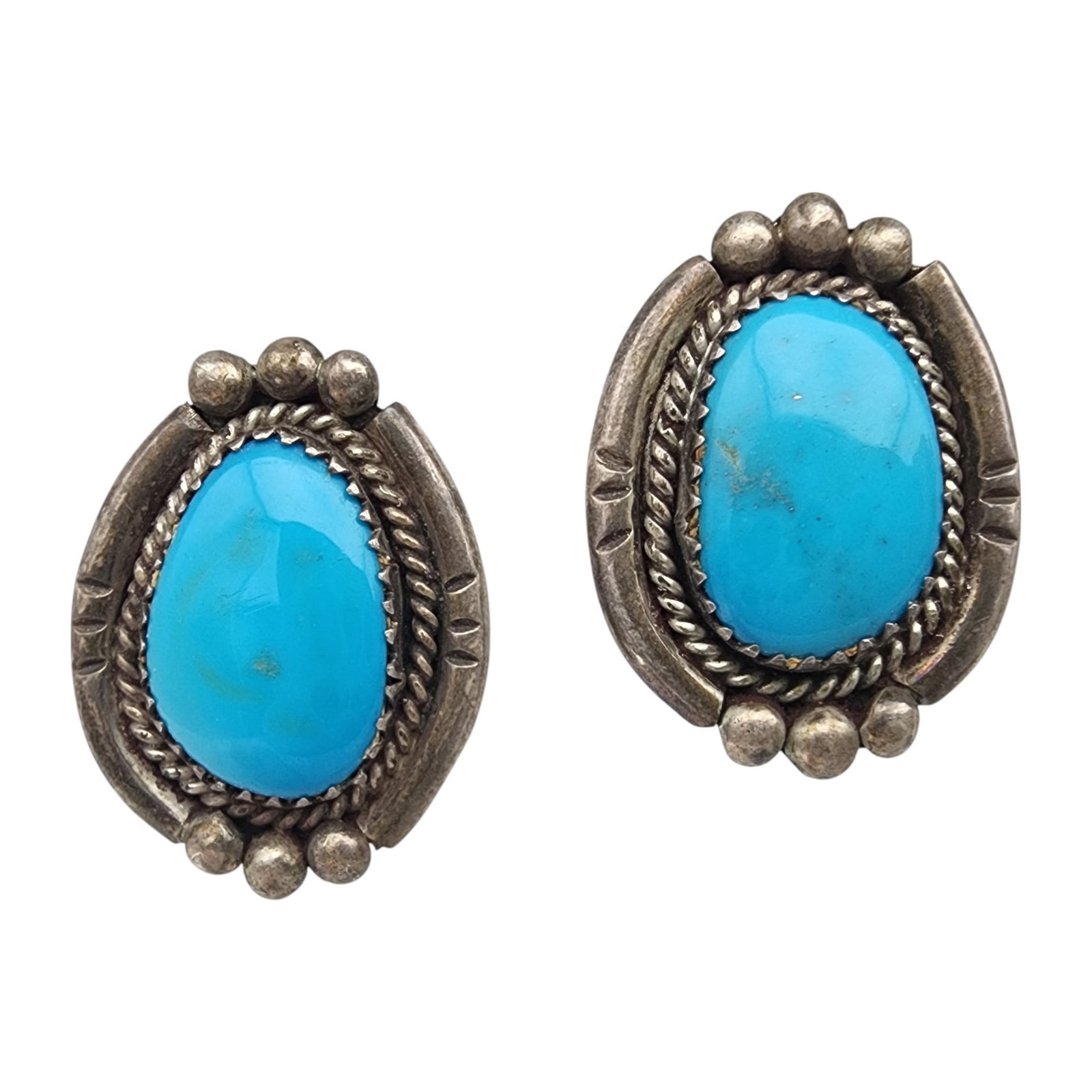 Vintage Navajo Sterling Turquoise Earrings (1 of 3)