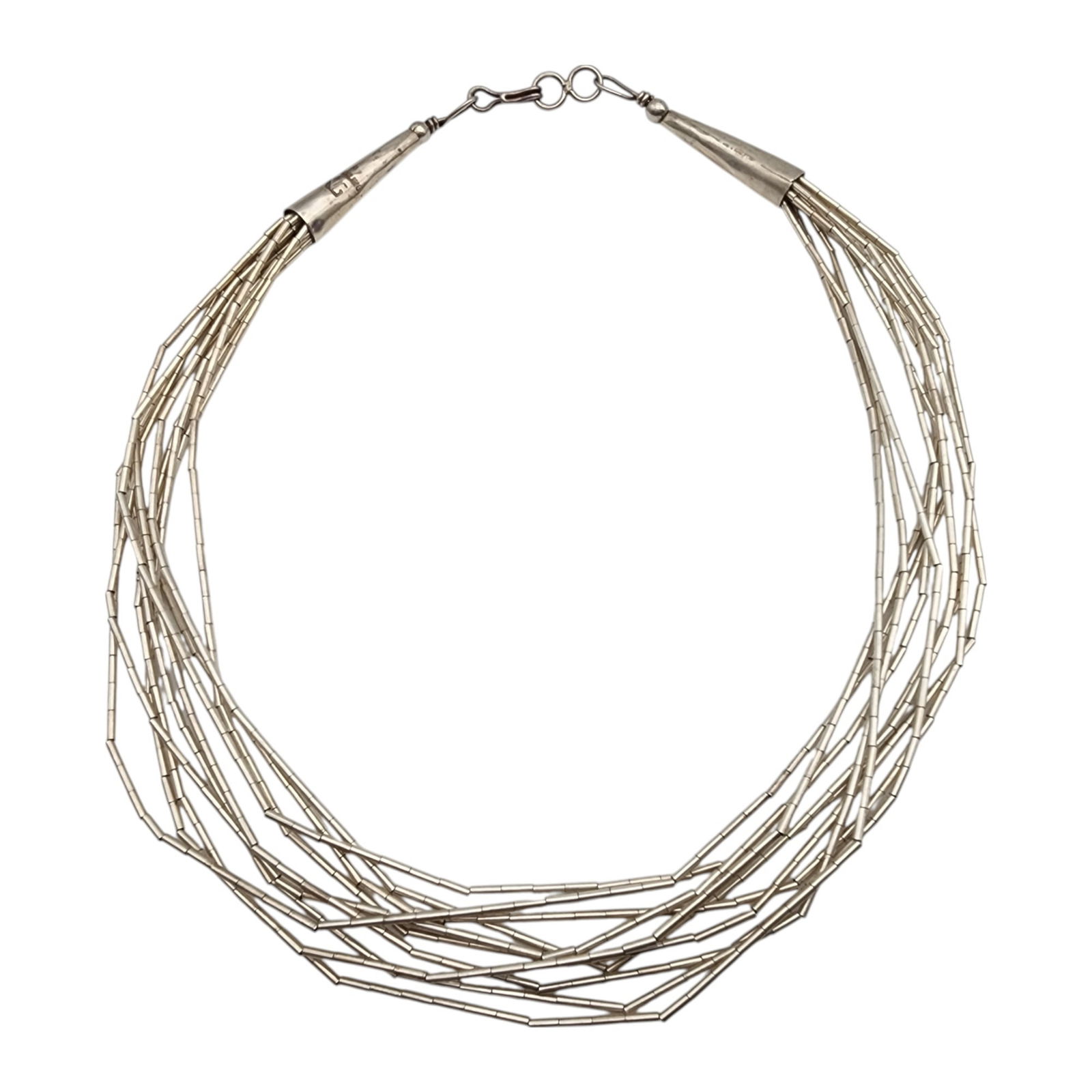 Nick Garcia Santo Domingo Pueblo Handmade Sterling Liquid Silver Necklace (1 of 7)