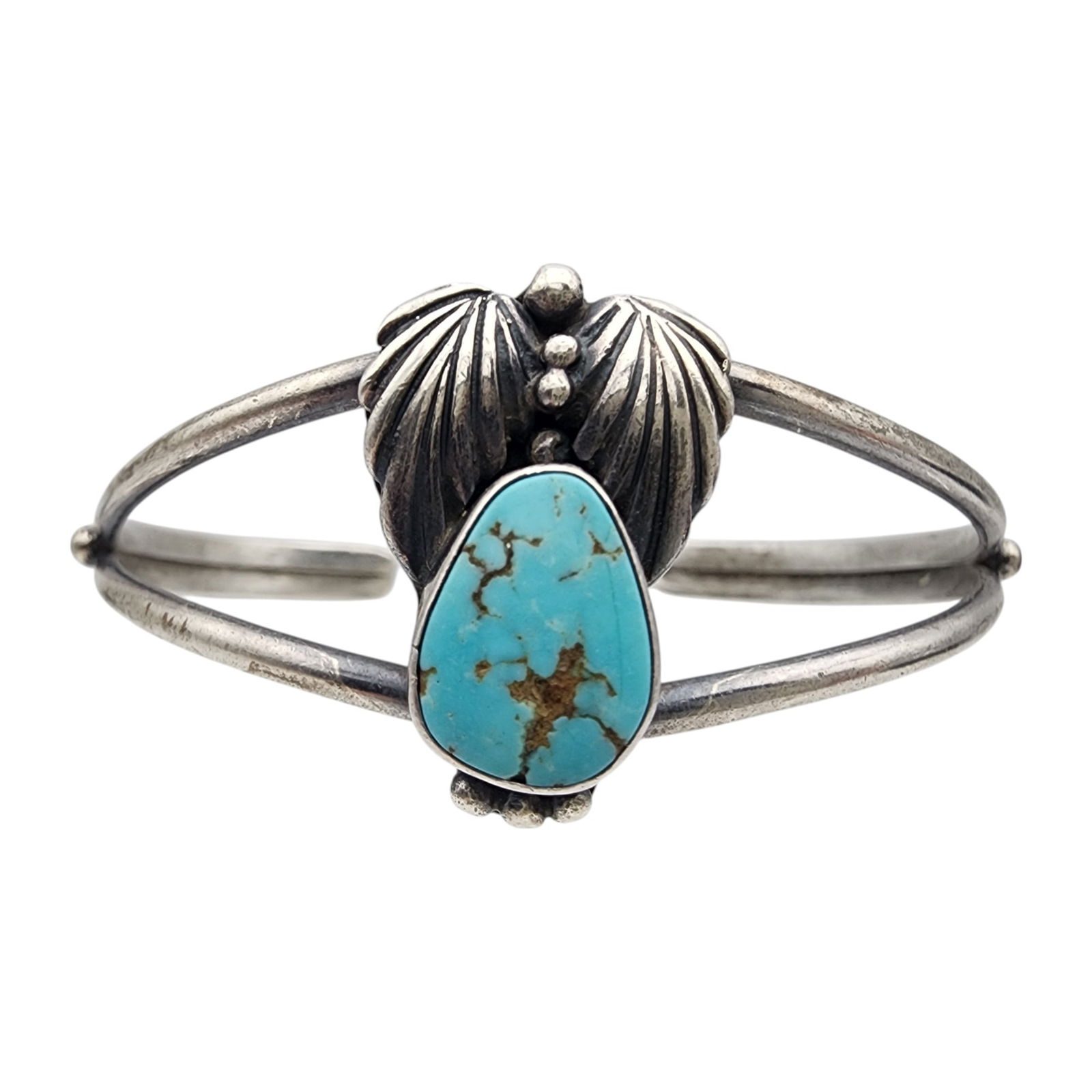 Roger A. Lewis Navajo Sterling Turquoise Cuff Bracelet: Roger A. Lewis Navajo Sterling Turquoise Cuff Bracelet | 12.9g