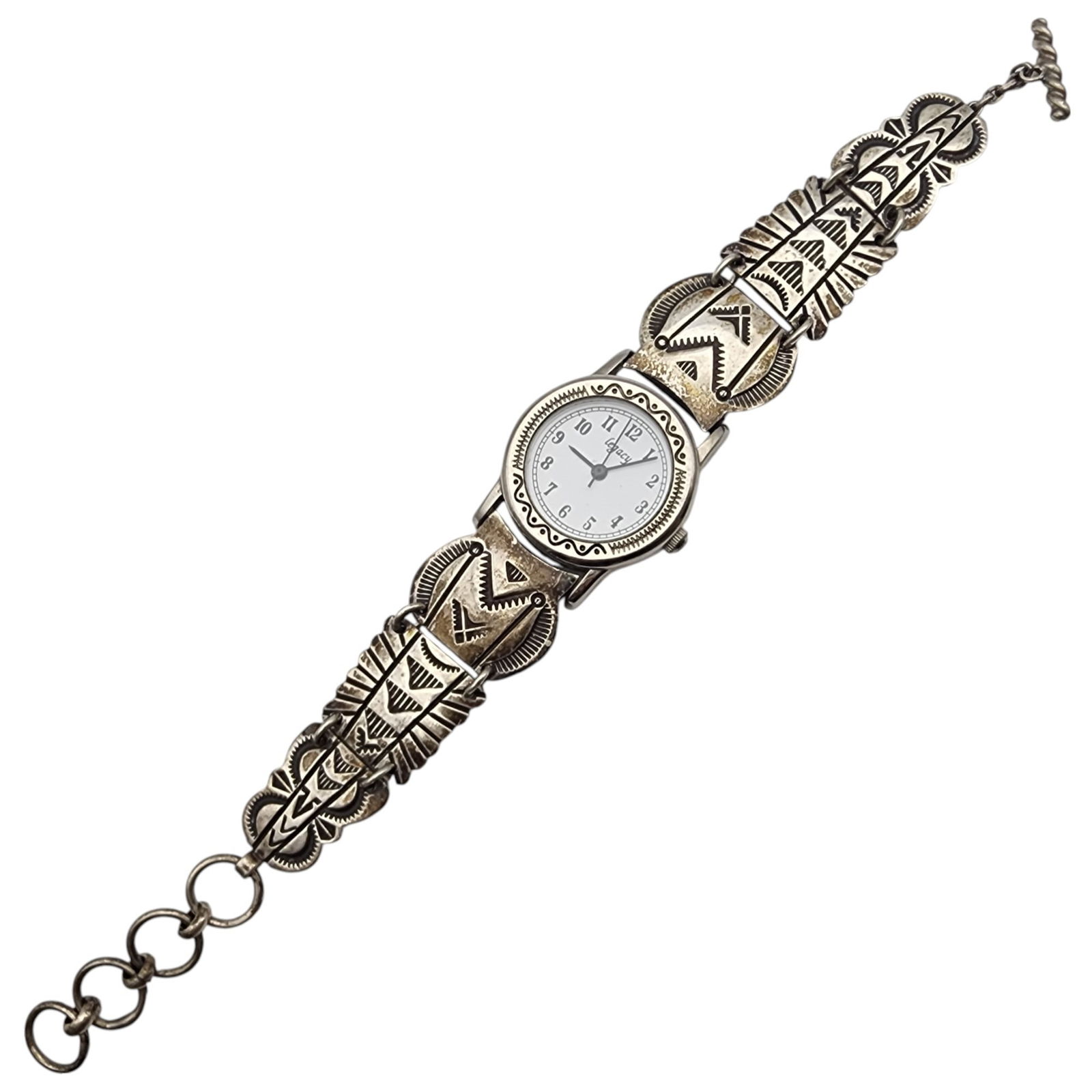 Rudy WIllie and Joe Delgarito Navajo Sterling Stamped Watch Band (1 of 6)