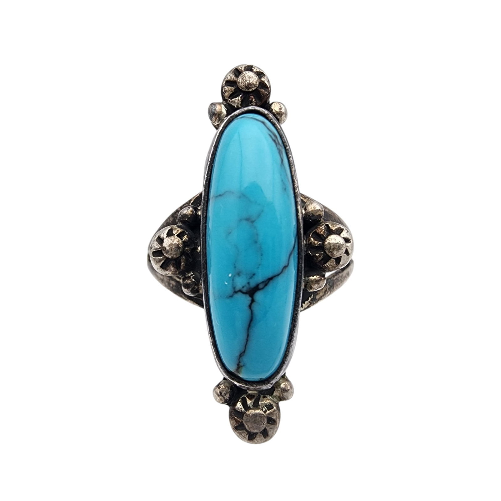 Rayna Platero Secatero Navajo Sterling Turquoise Ring Sz 6: Rayna Platero Secatero Navajo Sterling Turquoise Ring Sz 6 | 4.3g