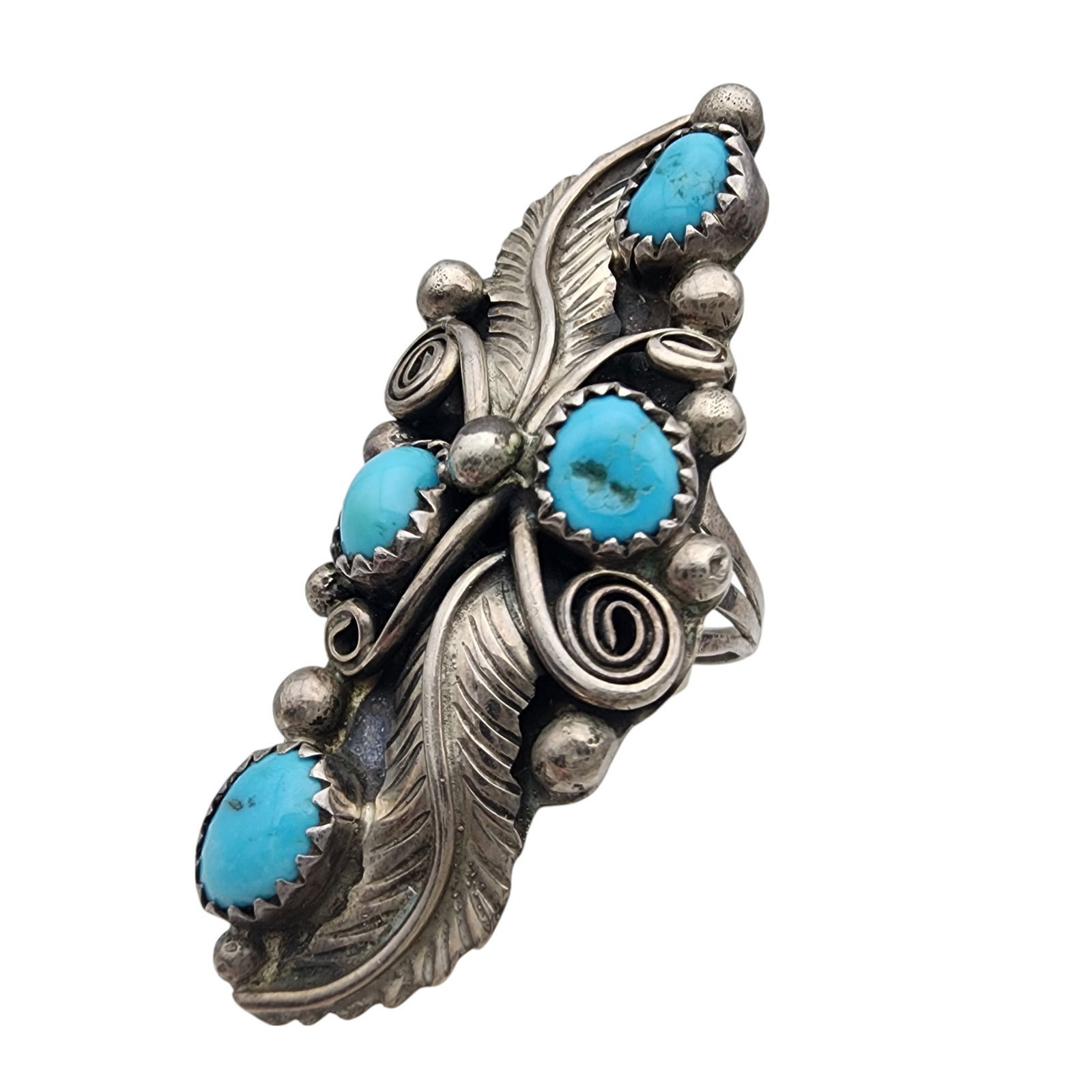 Vintage Navajo Sterling Turquoise Ring Sz 8.5 (1 of 7)