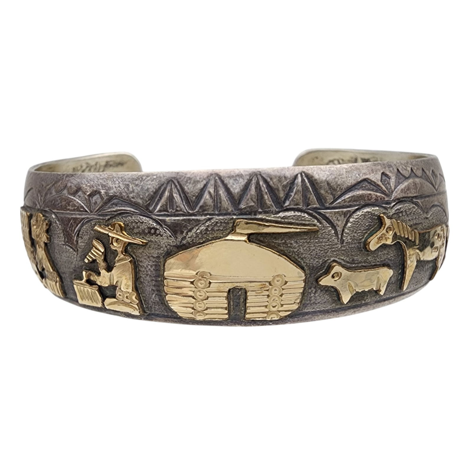 T.A. Begay Navajo Sterling Storyteller Cuff Bracelet (1 of 9)