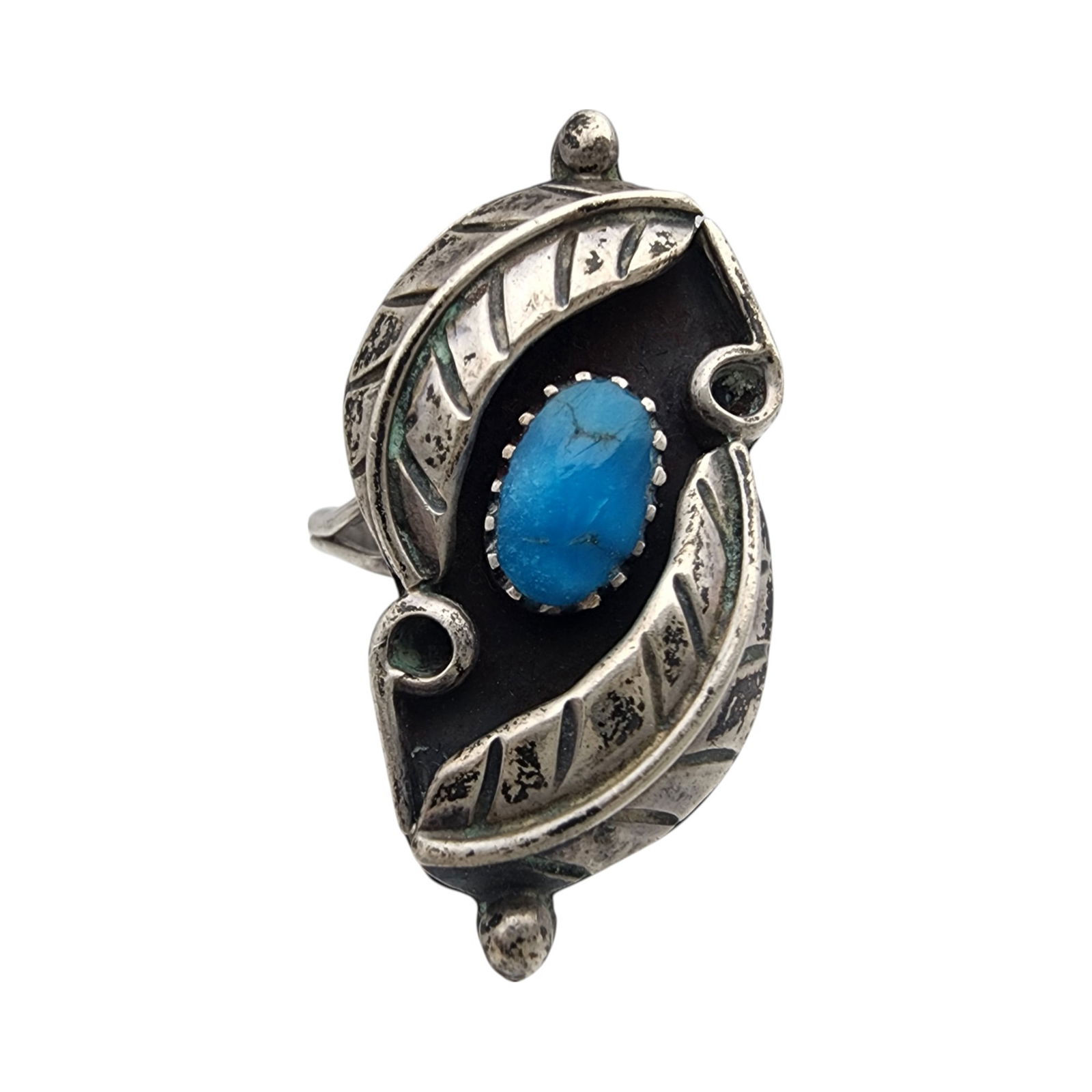 Vintage Navajo Sterling Turquoise Ring Sz 6.5 (1 of 7)