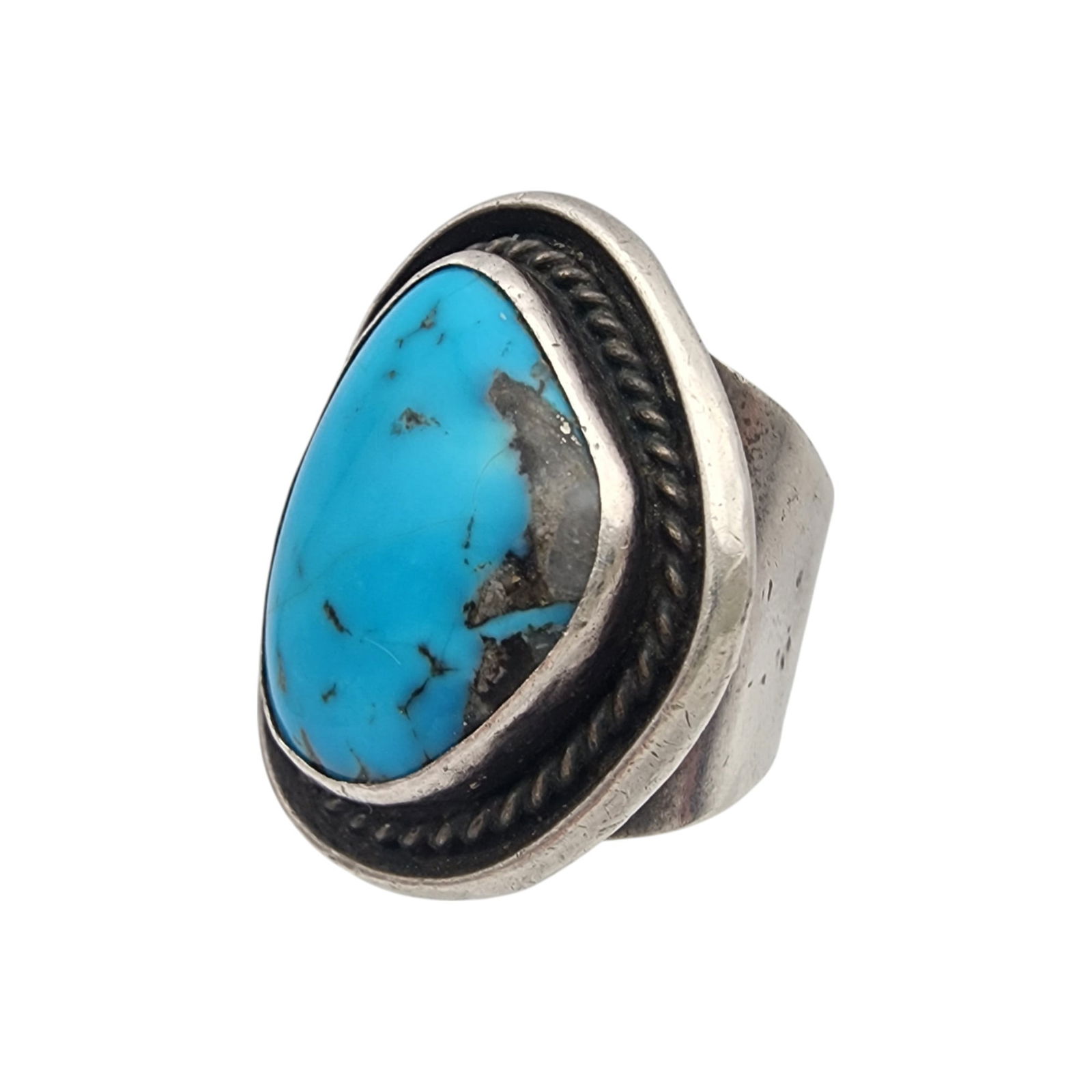 Vintage Navajo Sterling Turquoise Men's Ring Sz 10 (1 of 10)