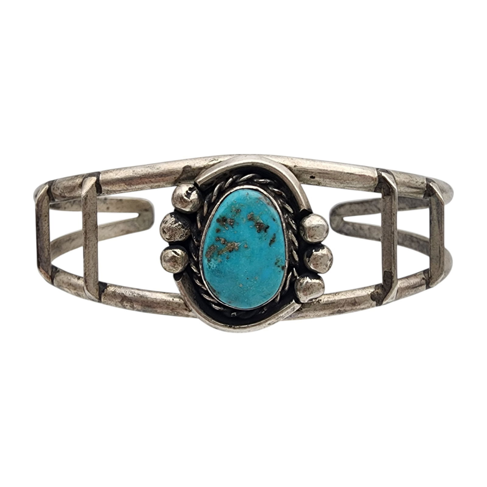 Vintage Navajo Sterling Turquoise Cuff Bracelet: Vintage Navajo Sterling Turquoise Cuff Bracelet | 18.4g