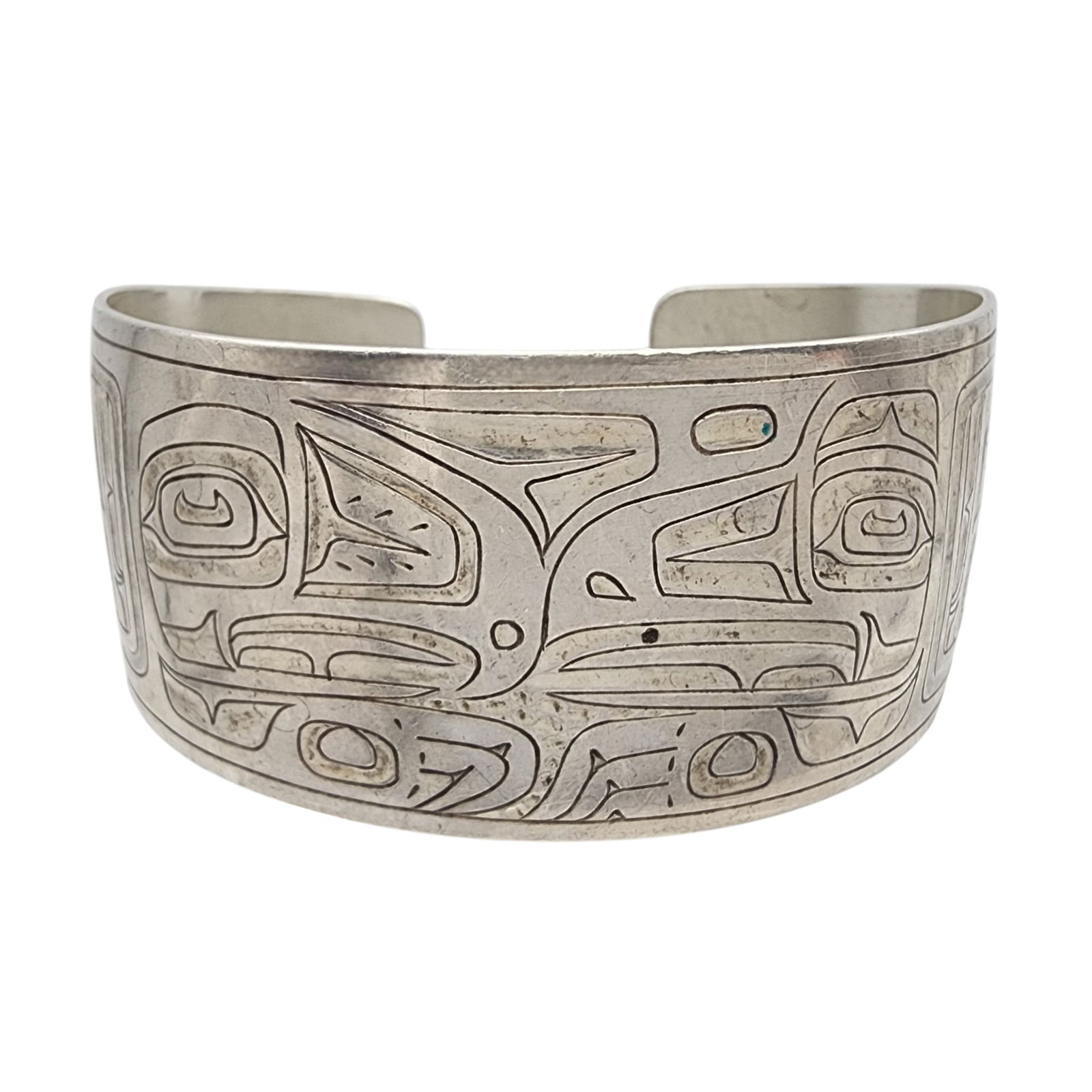 Johnny Avatock Pacific NW Coast Native Sterling Lovebird Cuff Bracelet (1 of 11)