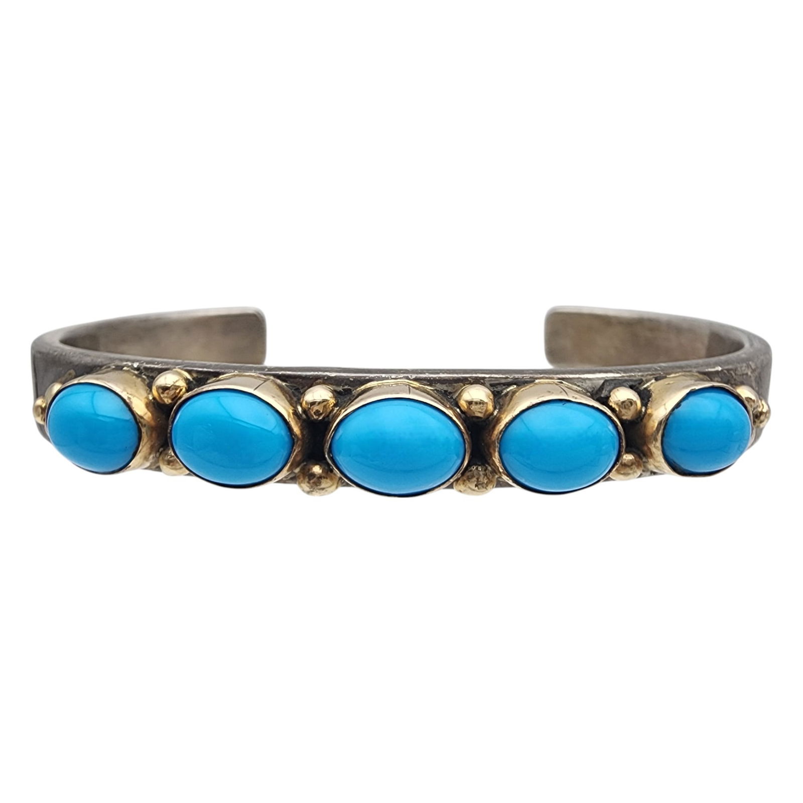 Ray Bennett Navajo Sterling & 14k Gold Turquoise Cuff Bracelet (1 of 9)