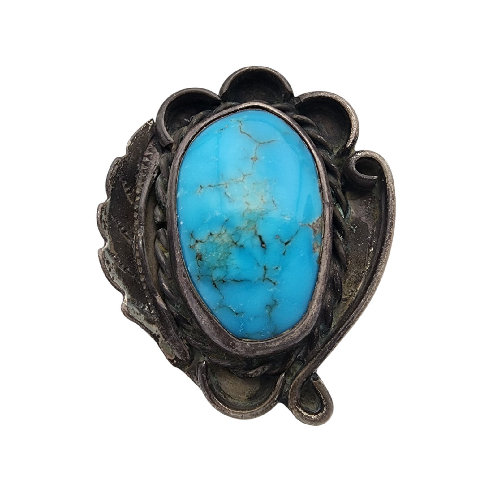 Vintage Navajo Sterling Turquoise Ring Sz 8: Vintage Navajo Sterling Turquoise Ring Sz 8 | 10g