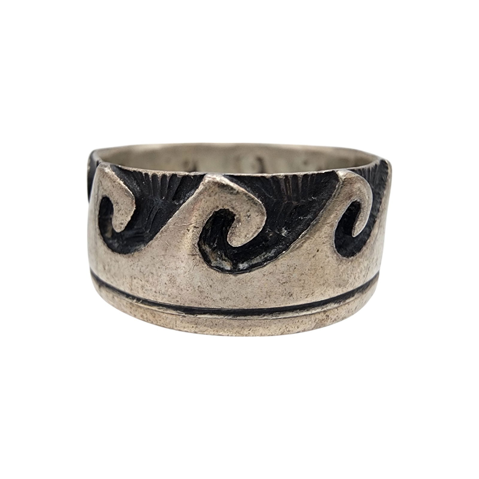 Jackson Seckletstewa Sr. Hopi Sterling Overlay Ring Sz 8.5: Jackson Seckletstewa Sr. Hopi Handmade Sterling Overlay Ring Sz 8.5 | 5.7g