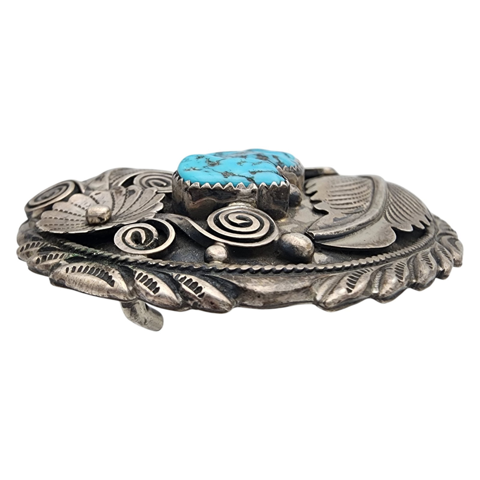 Jimmy Yazzie Navajo Sterling Turquoise Belt Buckle - 4