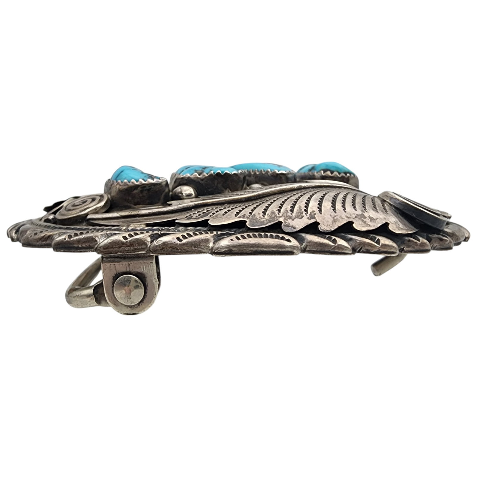 Jimmy Yazzie Navajo Sterling Turquoise Belt Buckle - 6