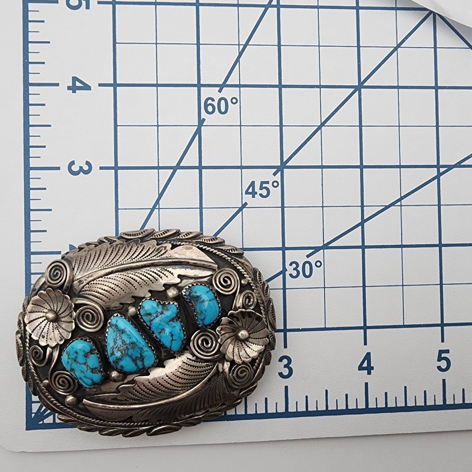 Jimmy Yazzie Navajo Sterling Turquoise Belt Buckle - 7