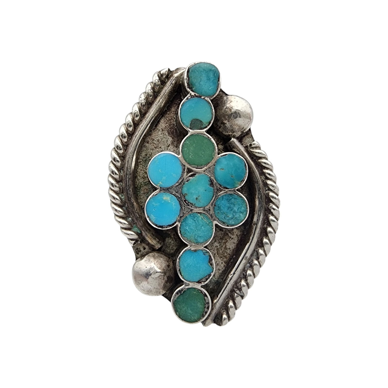 Vintage Dishta Zuni Sterling Turquoise Ring Sz 7.5 (1 of 6)