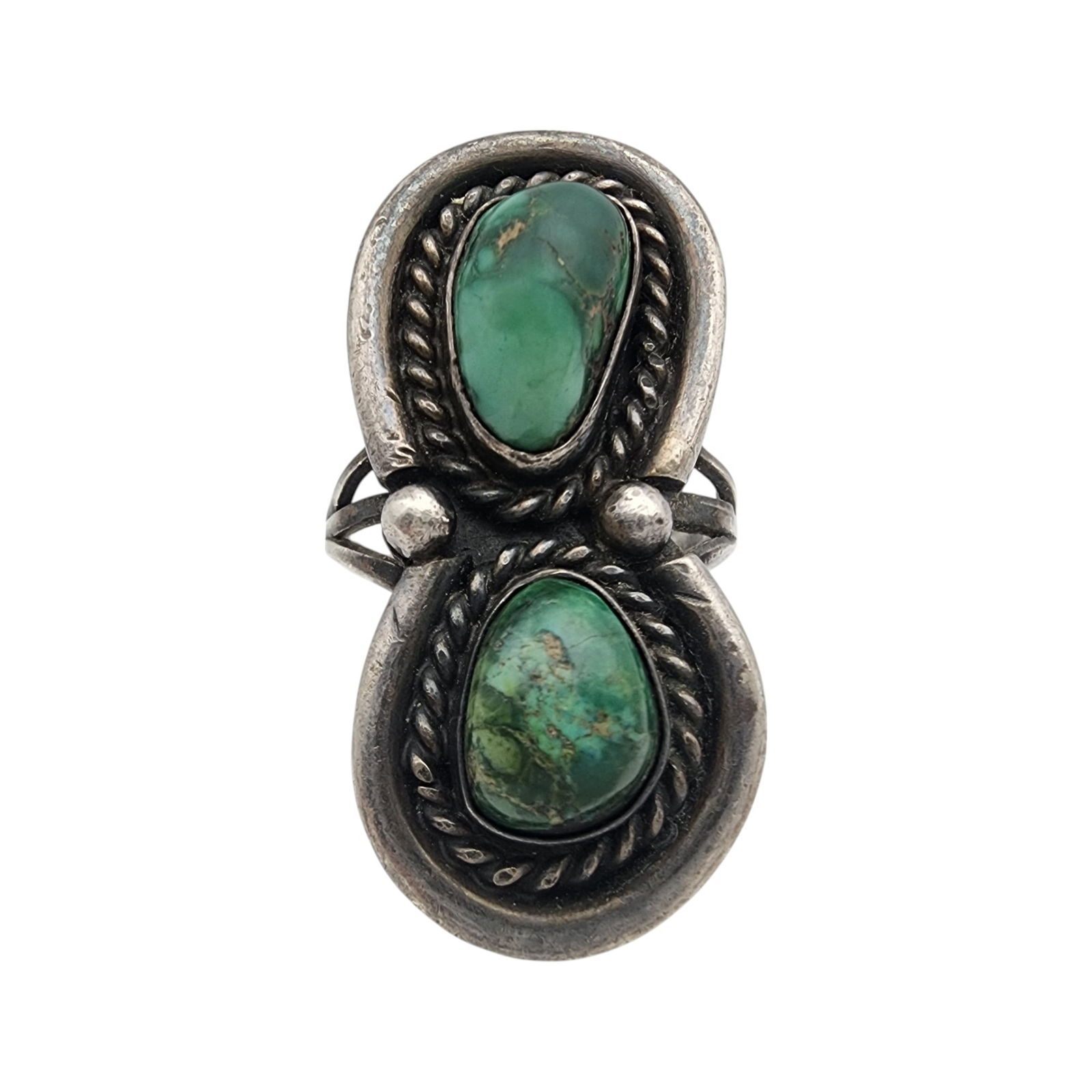 Richard Tulley Navajo Sterling Green Turquoise Handmade Ring Sz 6: Vintage Richard Tulley Navajo Sterling Green Turquoise Handmade Ring Sz 6 | 9.9g | band is slightly out of round - see photos