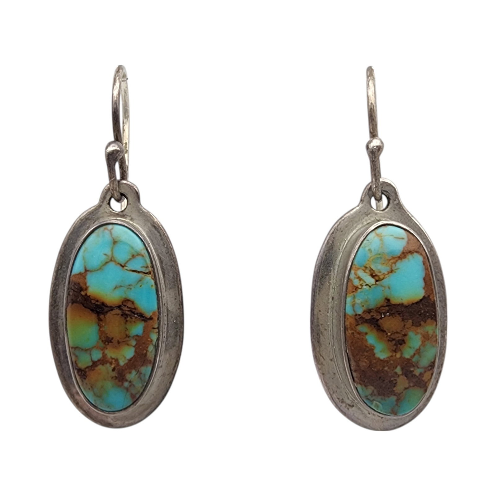 E Piaso Navajo Sterling Turquoise Earrings: Edison/Edmund? Piaso Navajo Sterling (#8?) Turquoise Earrings 7.2g