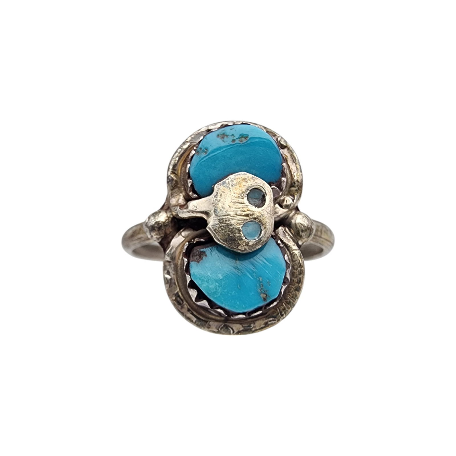Effie Calavaza Zuni Sterling Turquoise Snake Ring Sz 8.5 (1 of 8)