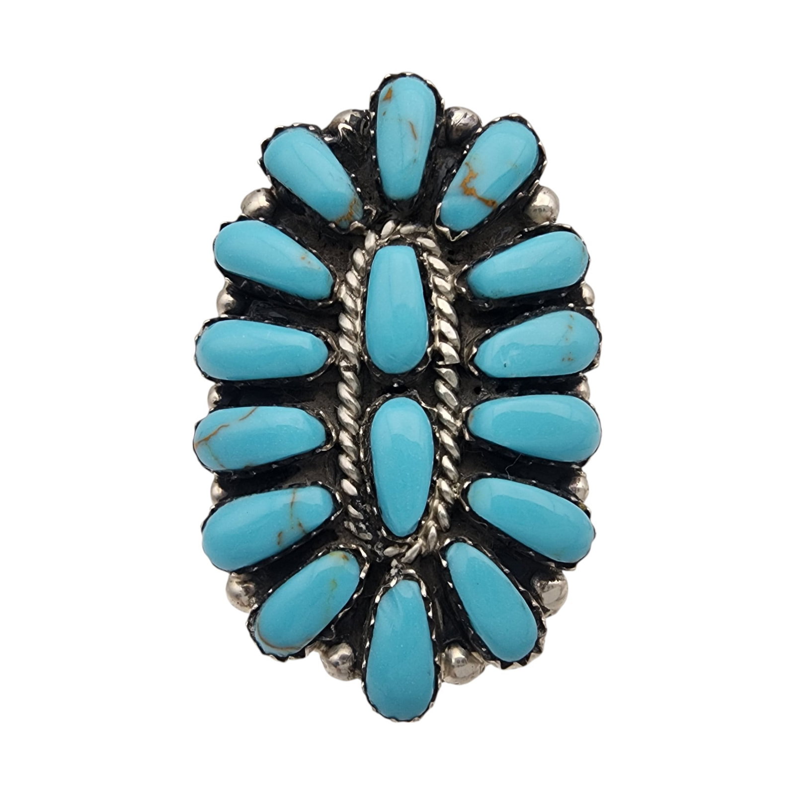 Juliana Williams Navajo Sterling Large Cluster Ring Sz 7: Juliana Williams Navajo Sterling Petit Point Cluster Ring Sz 7 | 7.4g